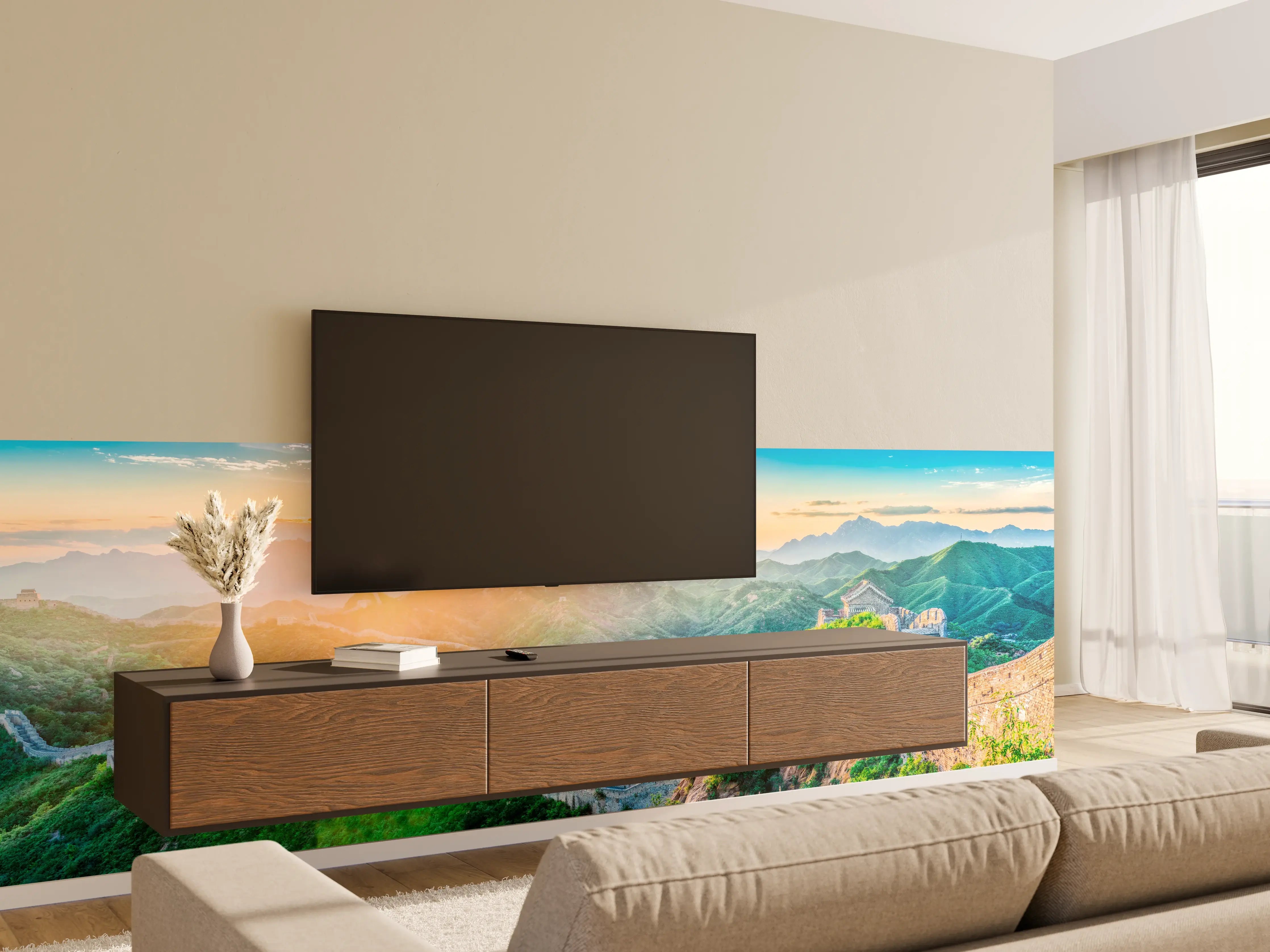 Wandverkleidung Wohnzimmer - Chinesische Mauer Panorama Sonnenaufgang
