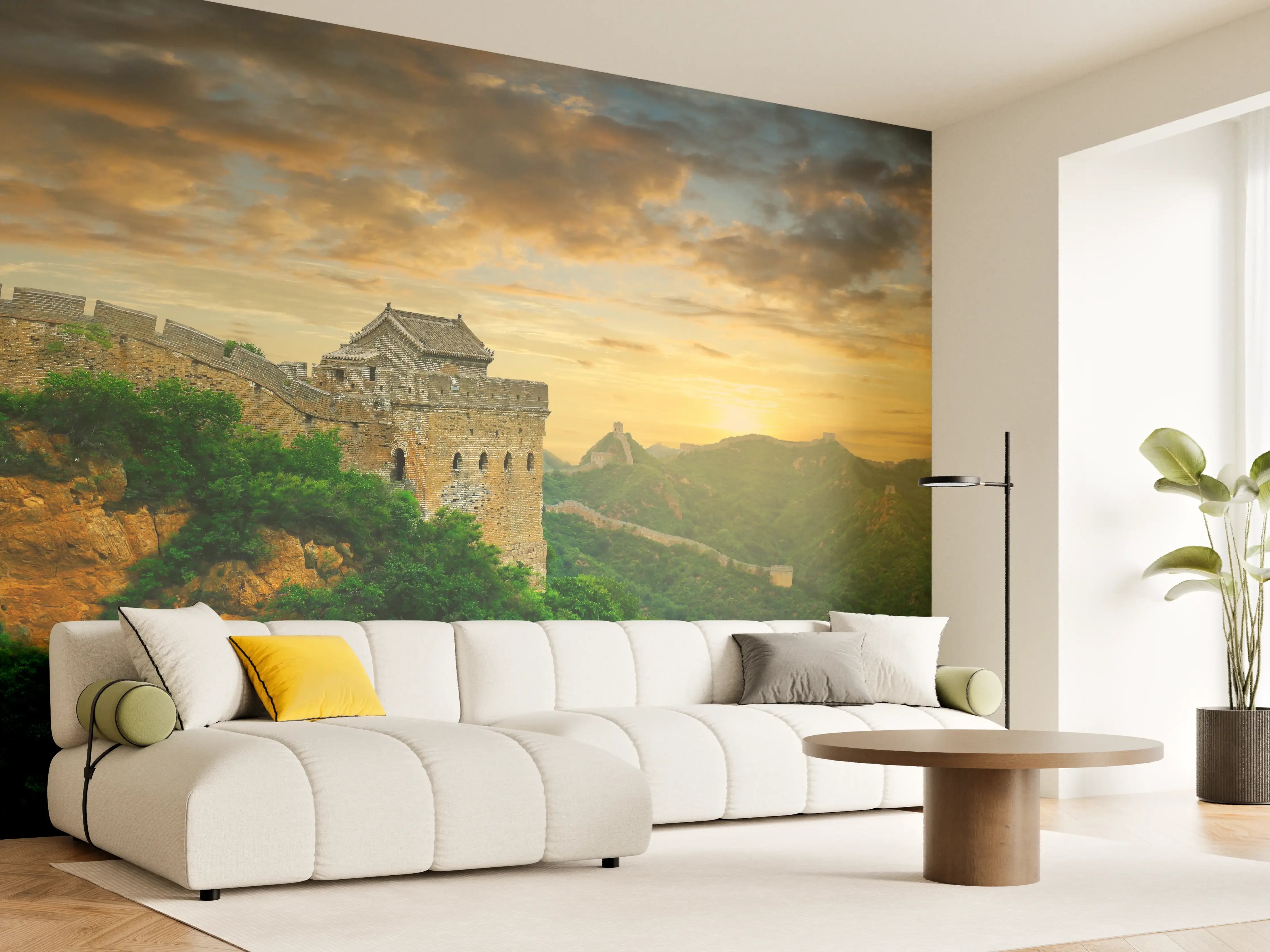 Wandverkleidung Wohnzimmer - Chinesische Mauer Zeitlose Schönheit im Abendlicht