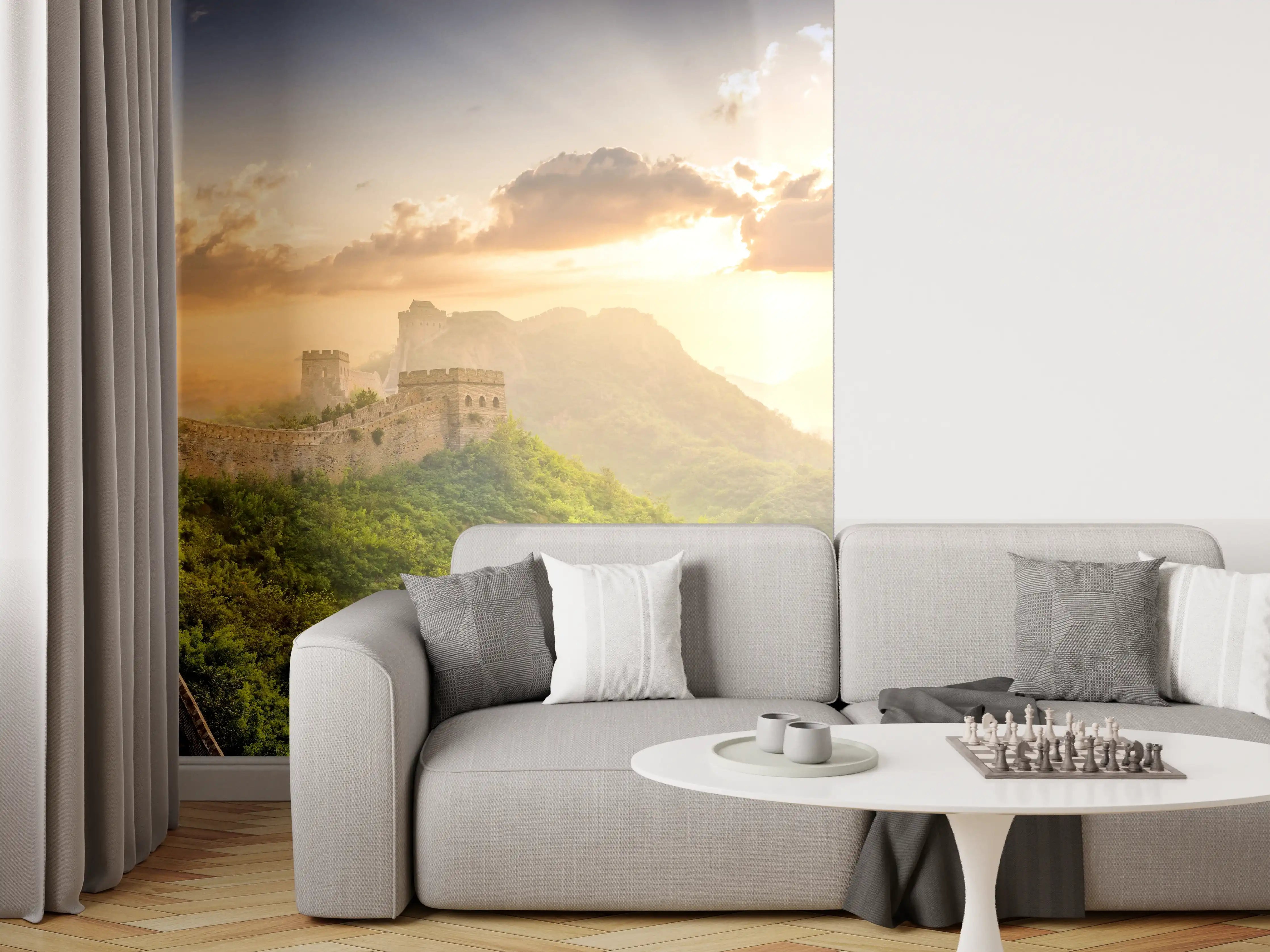 Wandverkleidung Wohnzimmer - Chinesische Mauer bei Sonnenaufgang