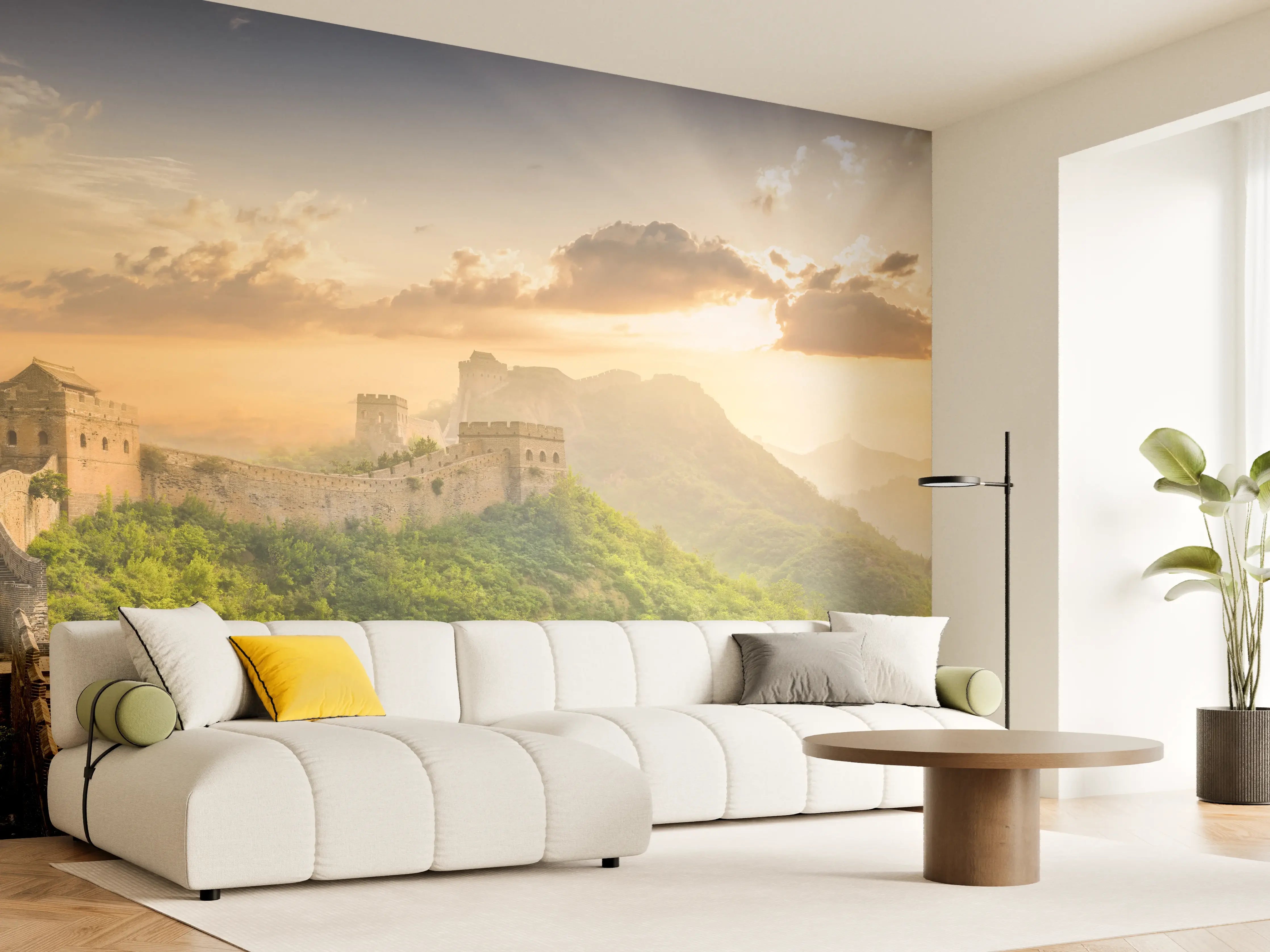 Wandverkleidung Wohnzimmer - Chinesische Mauer bei Sonnenaufgang