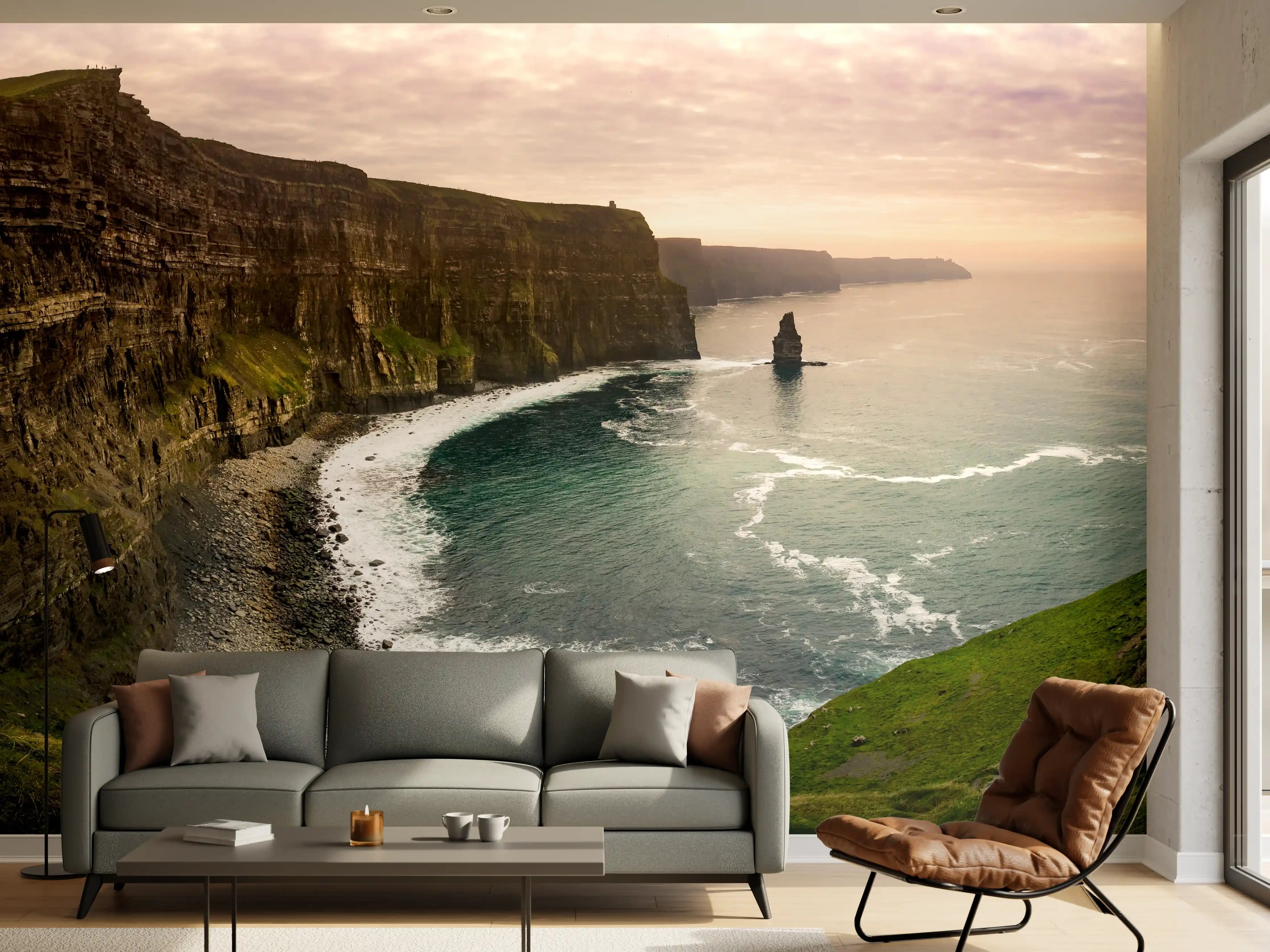 Wandverkleidung Wohnzimmer - Cliffs of Moher in Irland
