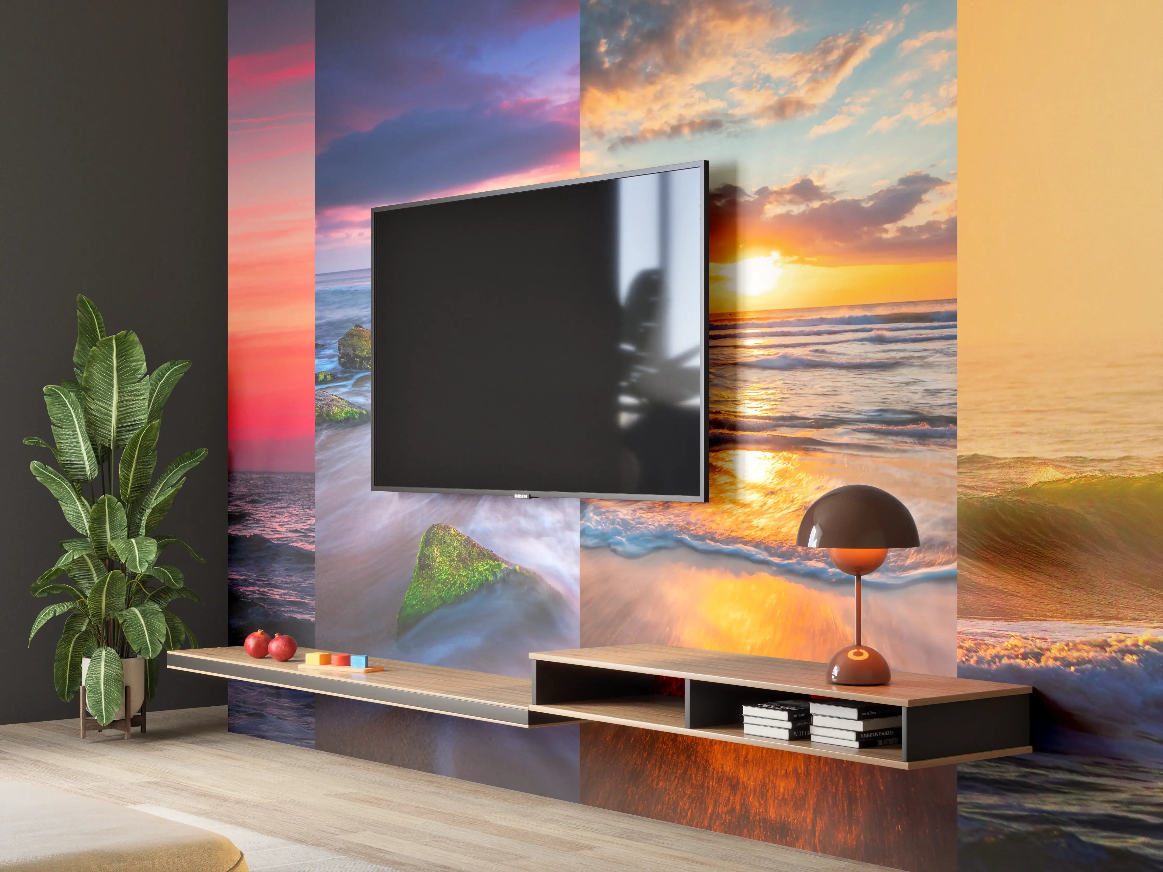 Wandverkleidung Wohnzimmer - Collage von Sommer Meer und Strand Bilder
