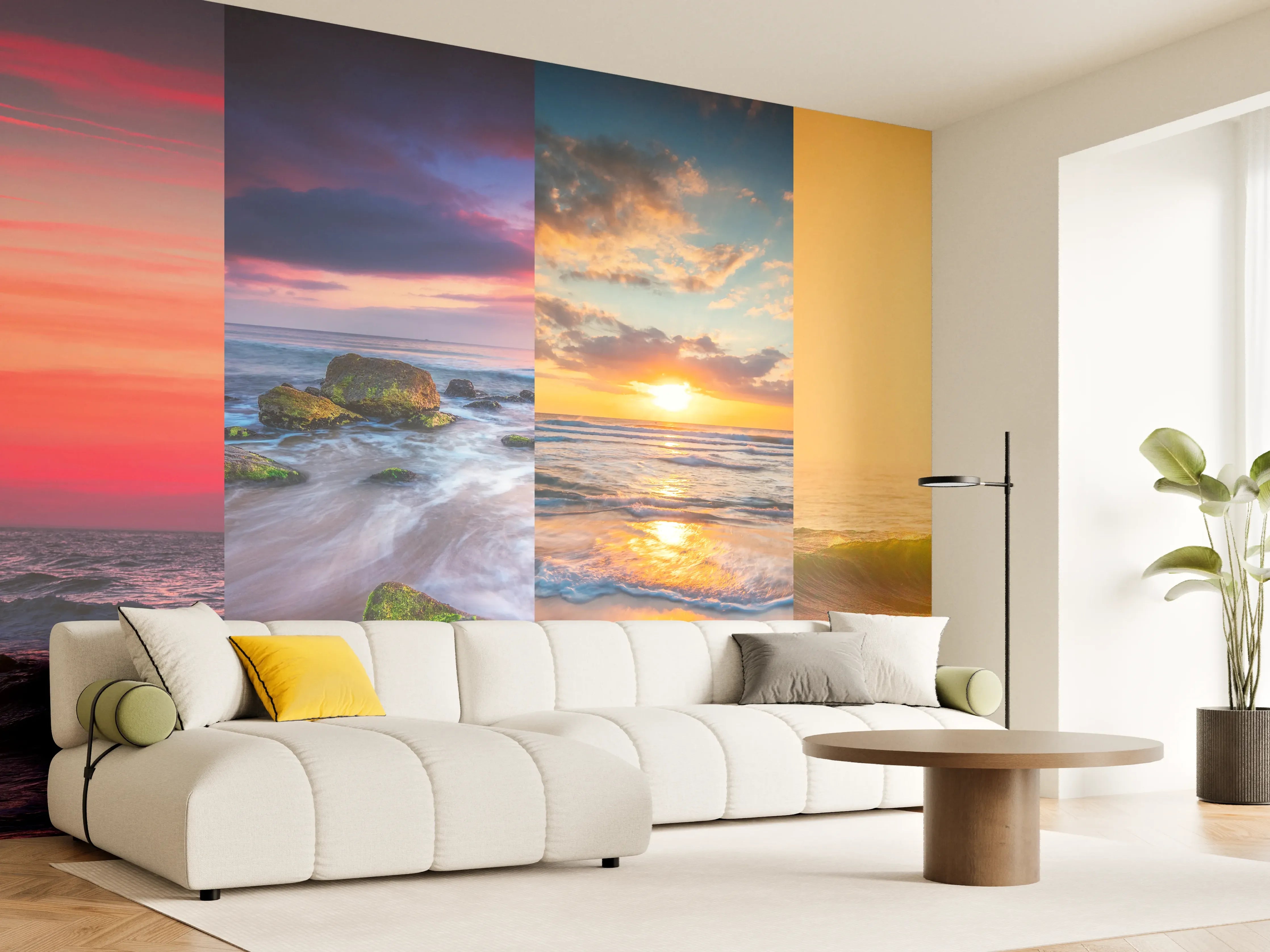 Wandverkleidung Wohnzimmer - Collage von Sommer Meer und Strand Bilder