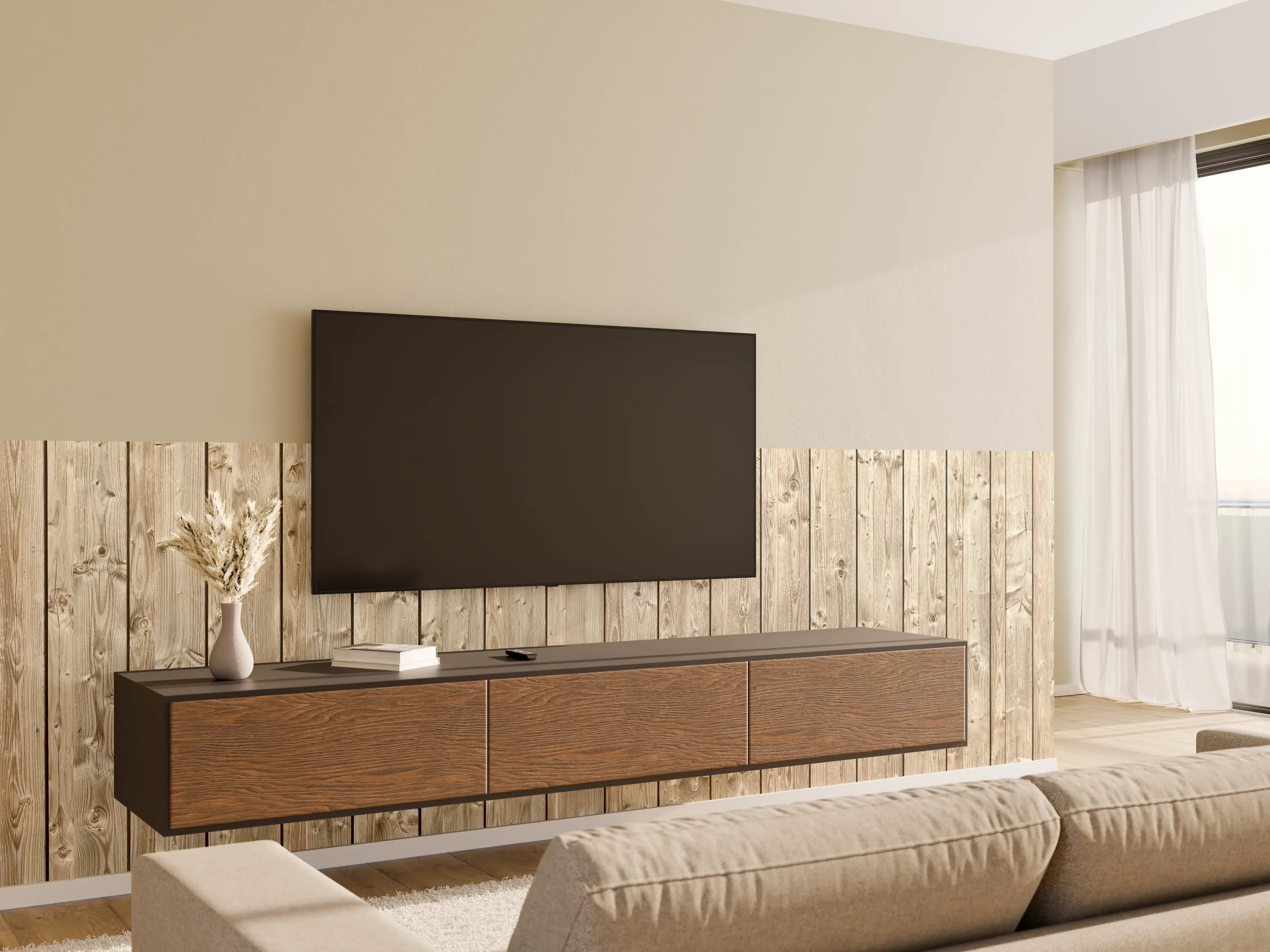 Wandverkleidung Wohnzimmer - Dekorative Holztextur