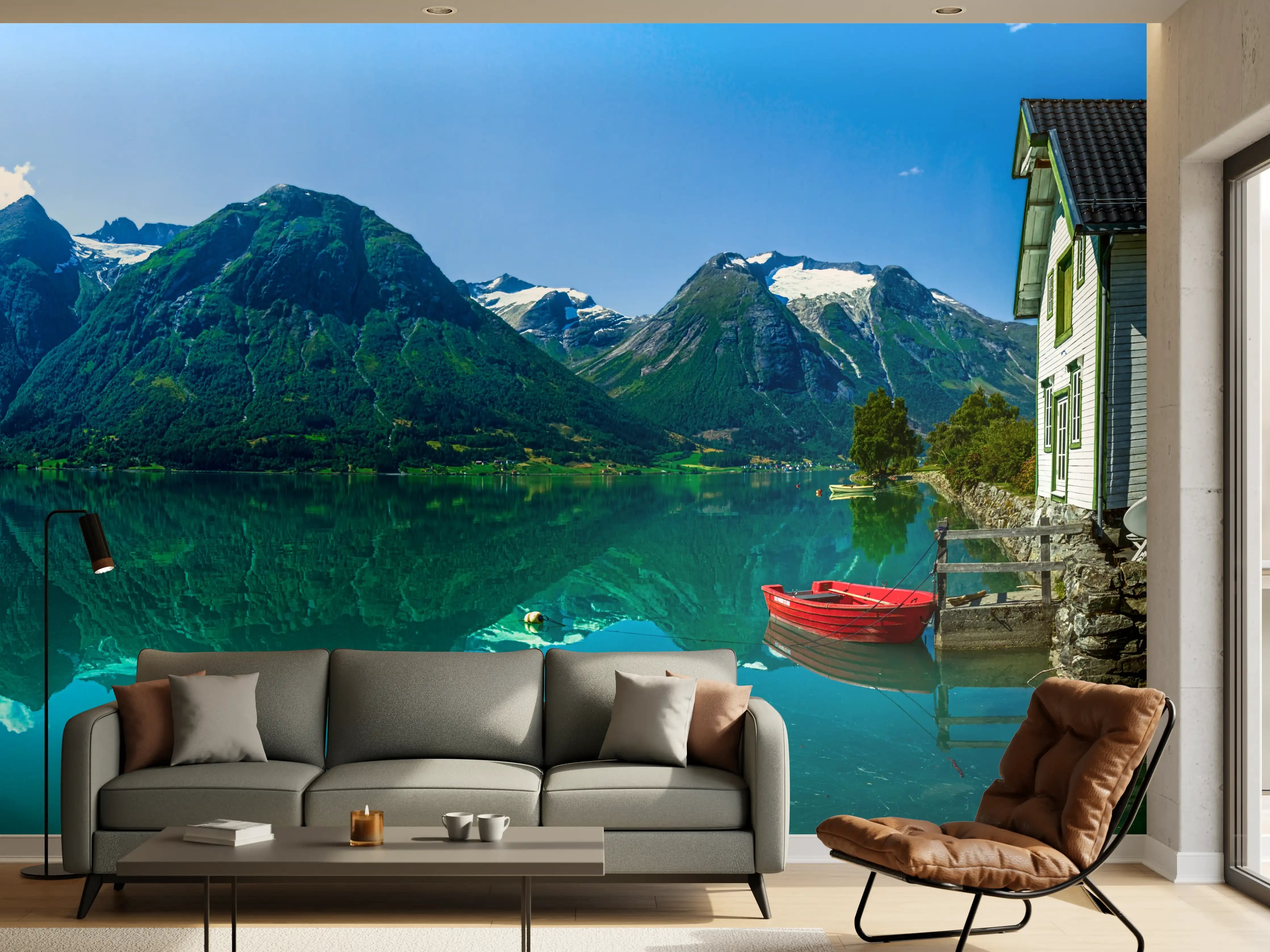 Wandverkleidung Wohnzimmer - Der Gletschersee