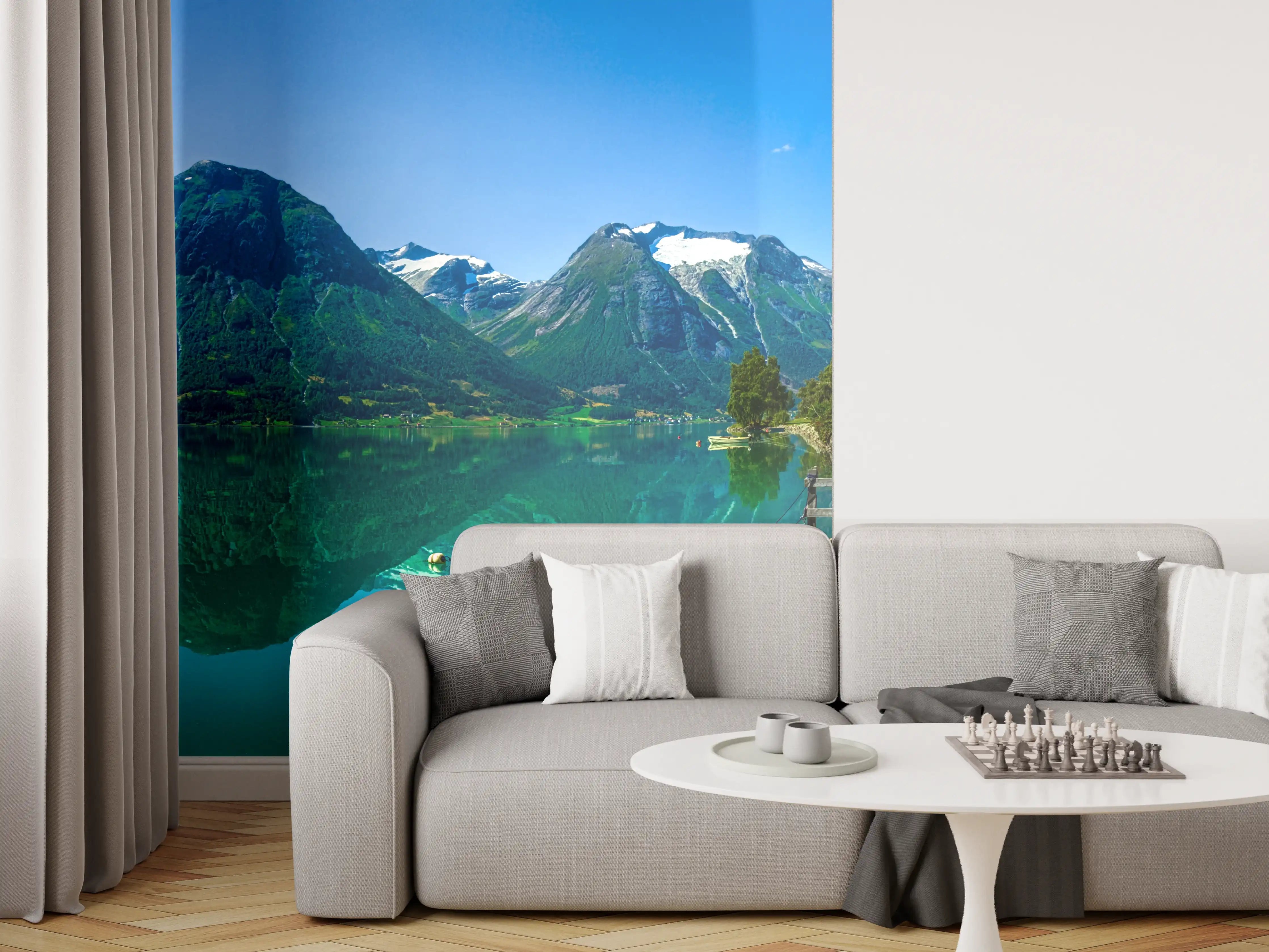 Wandverkleidung Wohnzimmer - Der Gletschersee