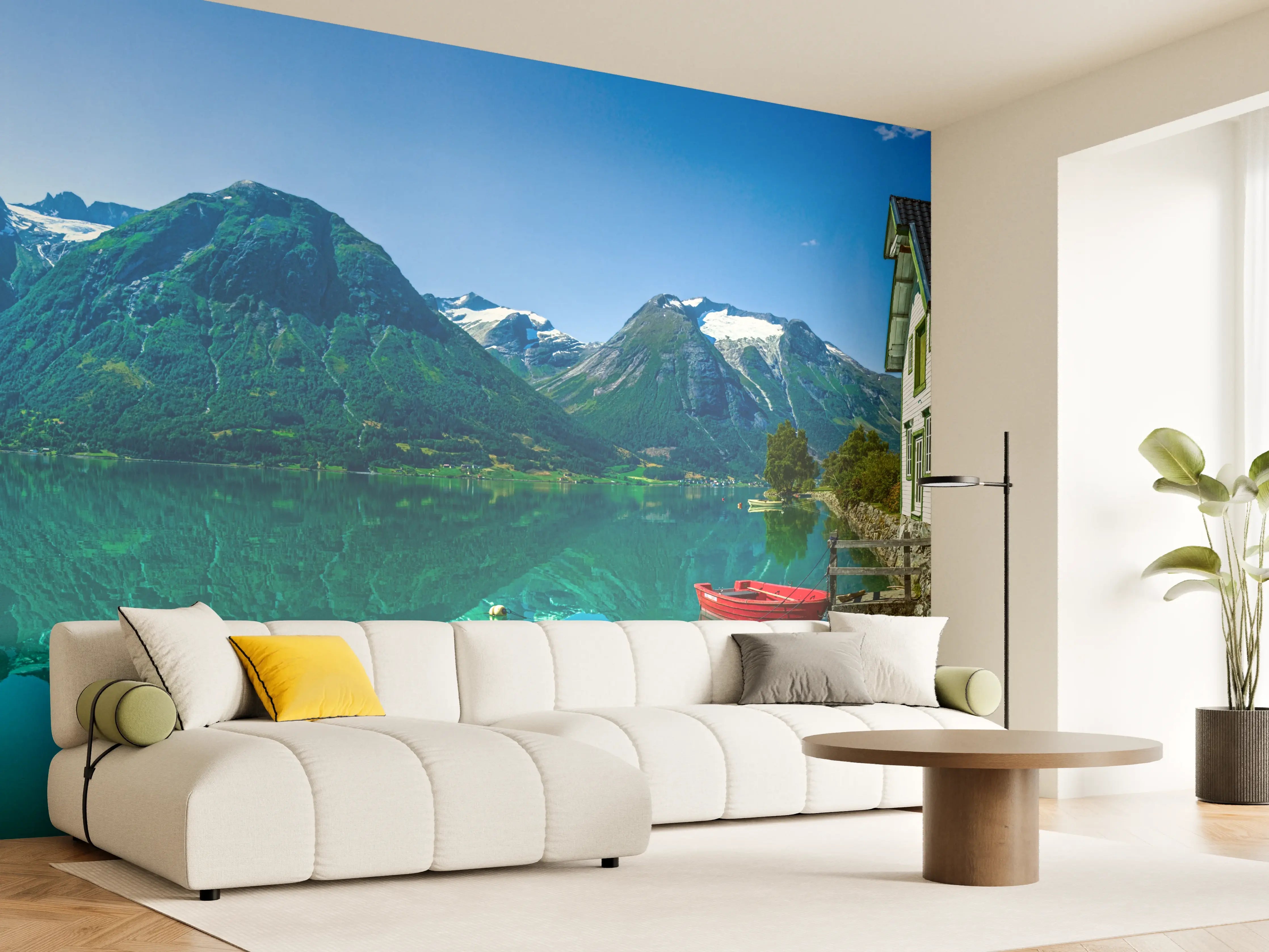 Wandverkleidung Wohnzimmer - Der Gletschersee