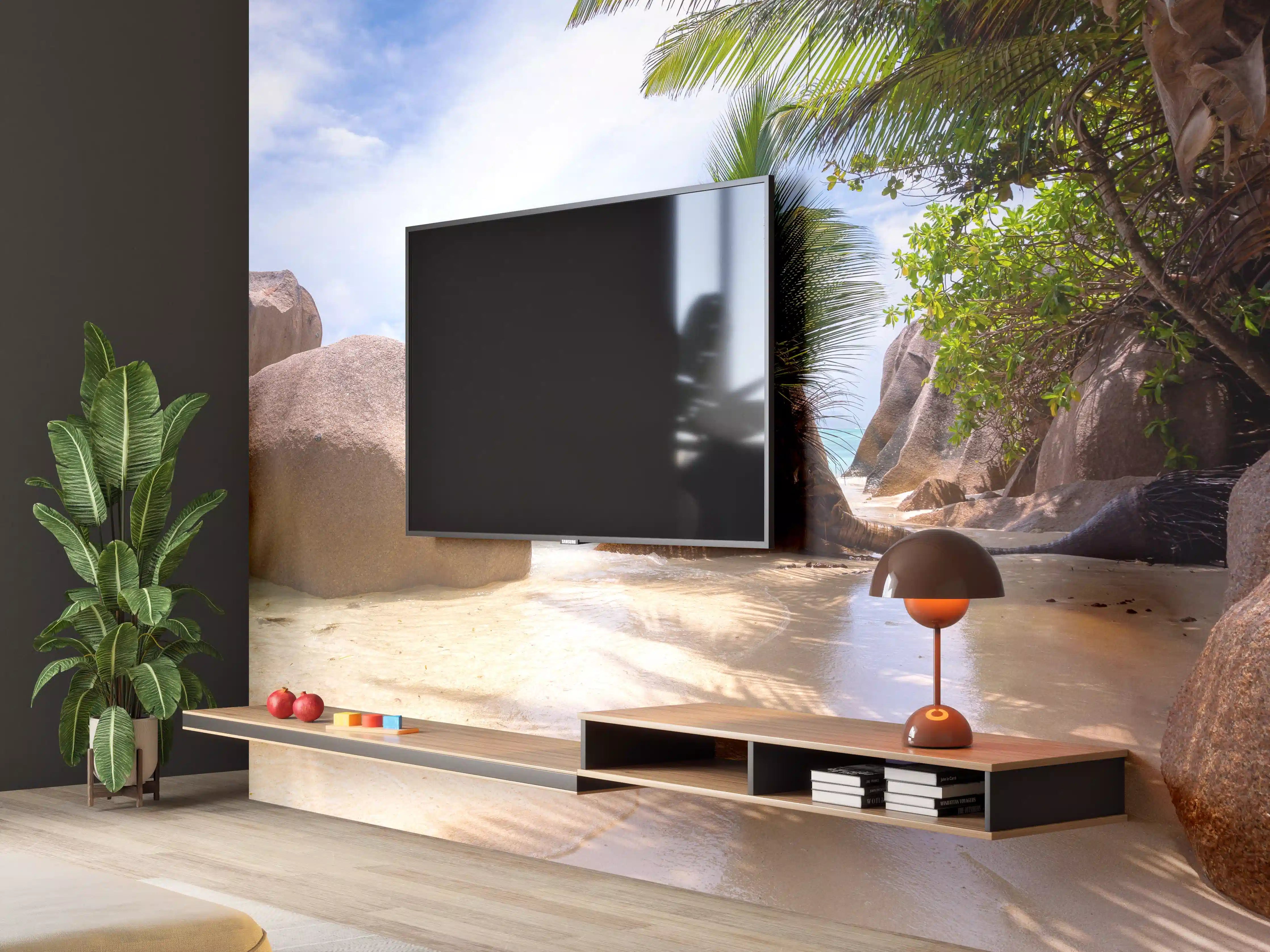 Wandverkleidung Wohnzimmer - Der Traumstrand - Anse Source d Argent