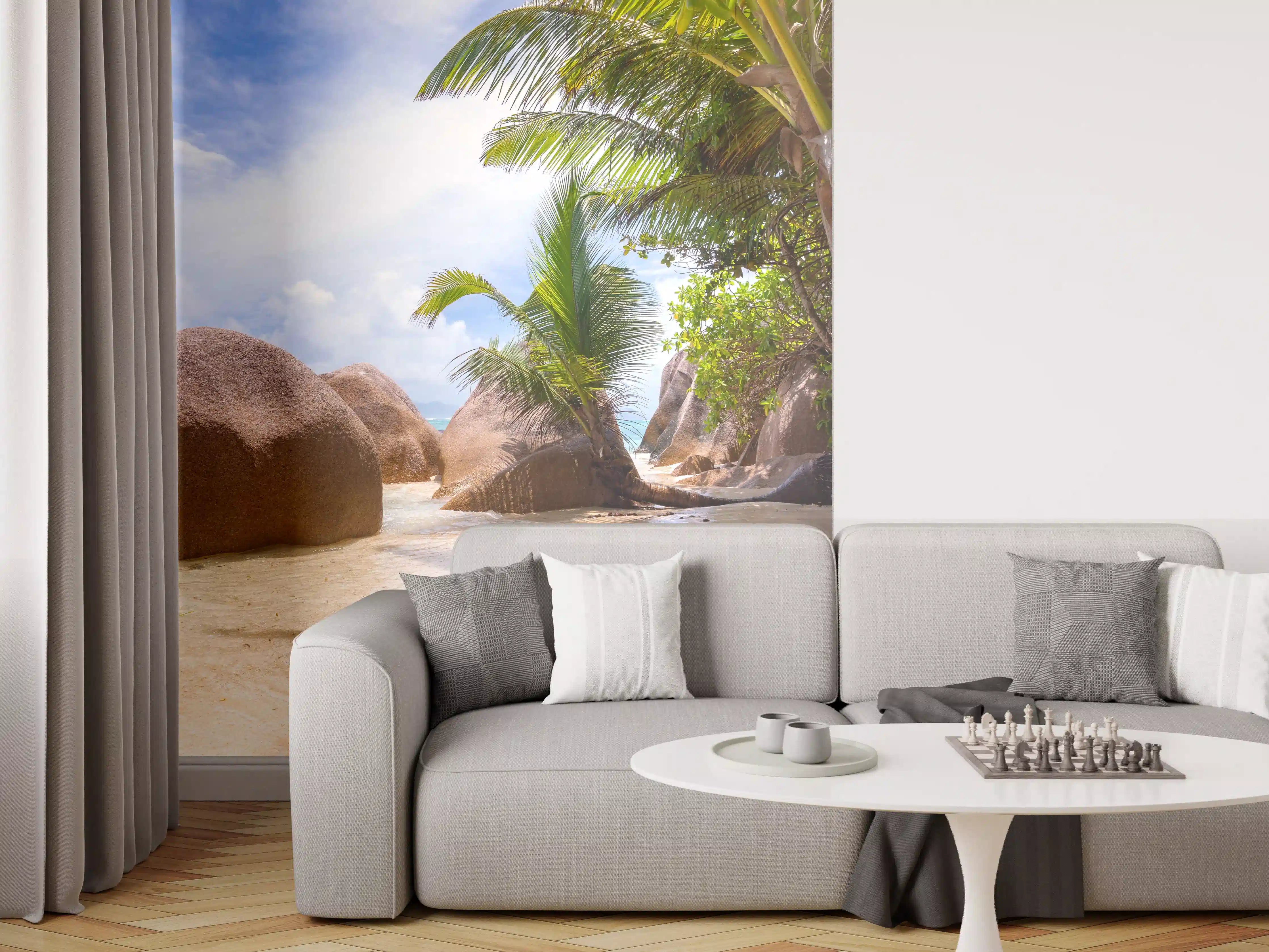 Wandverkleidung Wohnzimmer - Der Traumstrand - Anse Source d Argent