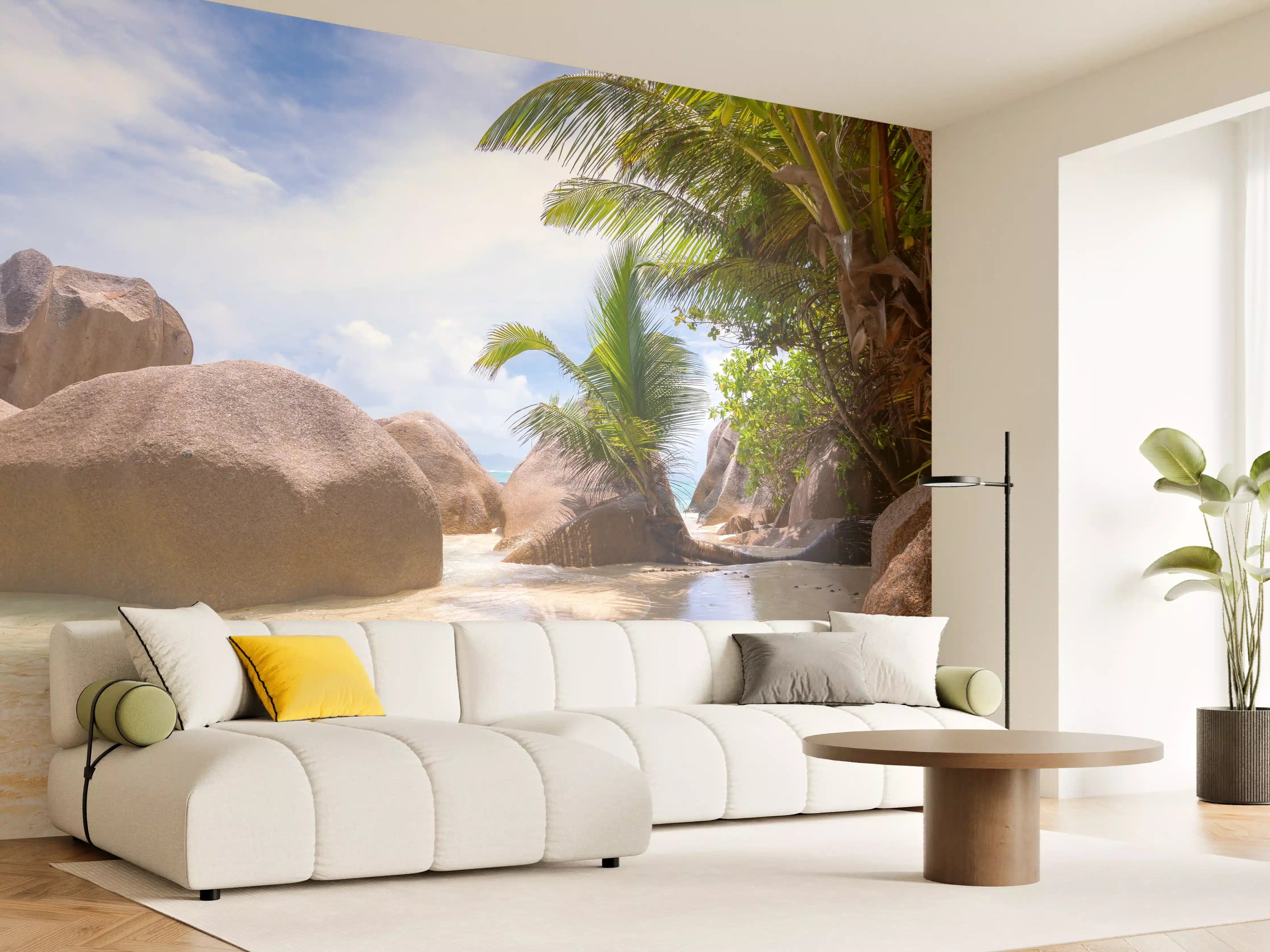 Wandverkleidung Wohnzimmer - Der Traumstrand - Anse Source d Argent