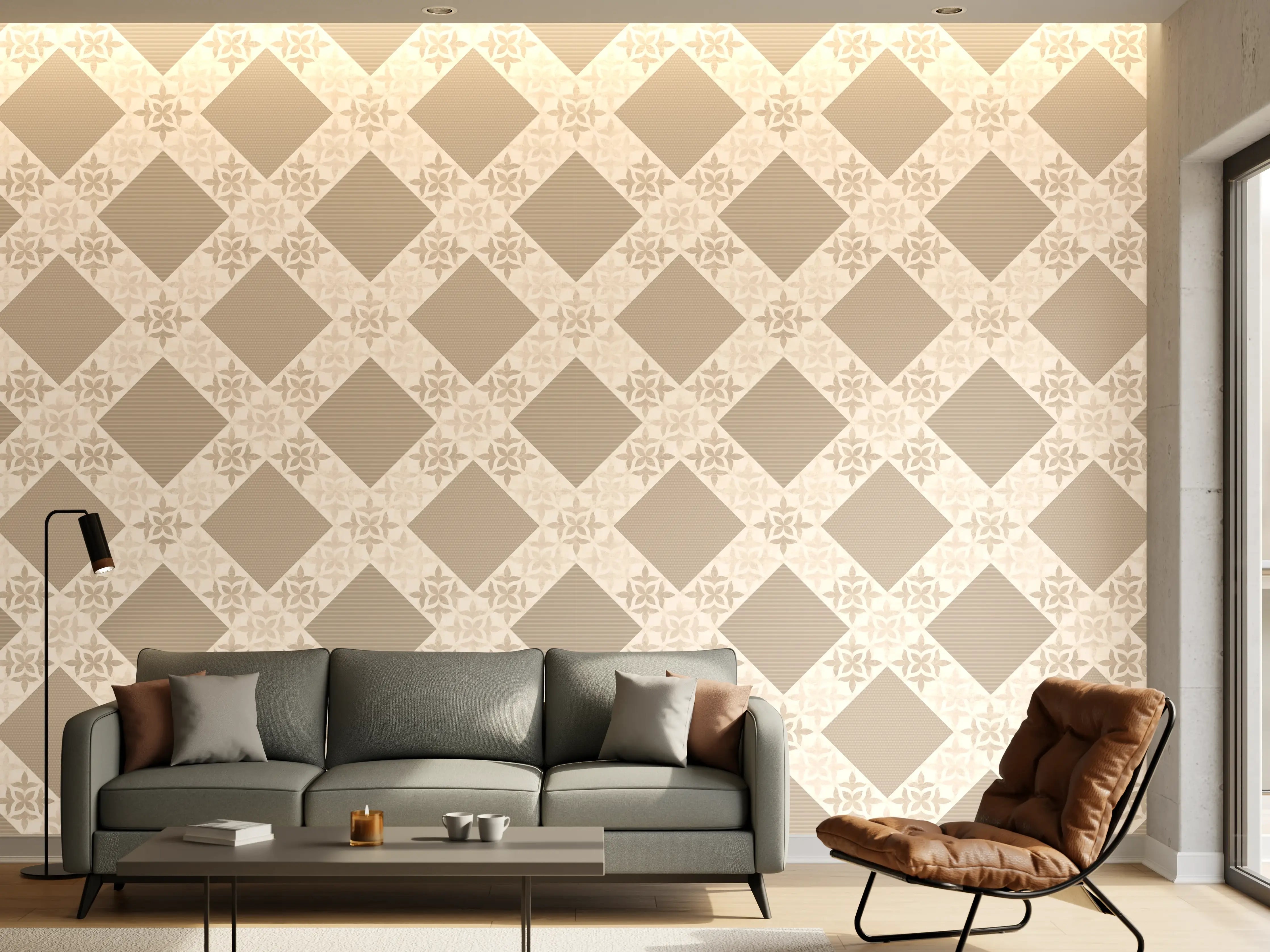 Wandverkleidung Wohnzimmer - Design im Ornament Muster