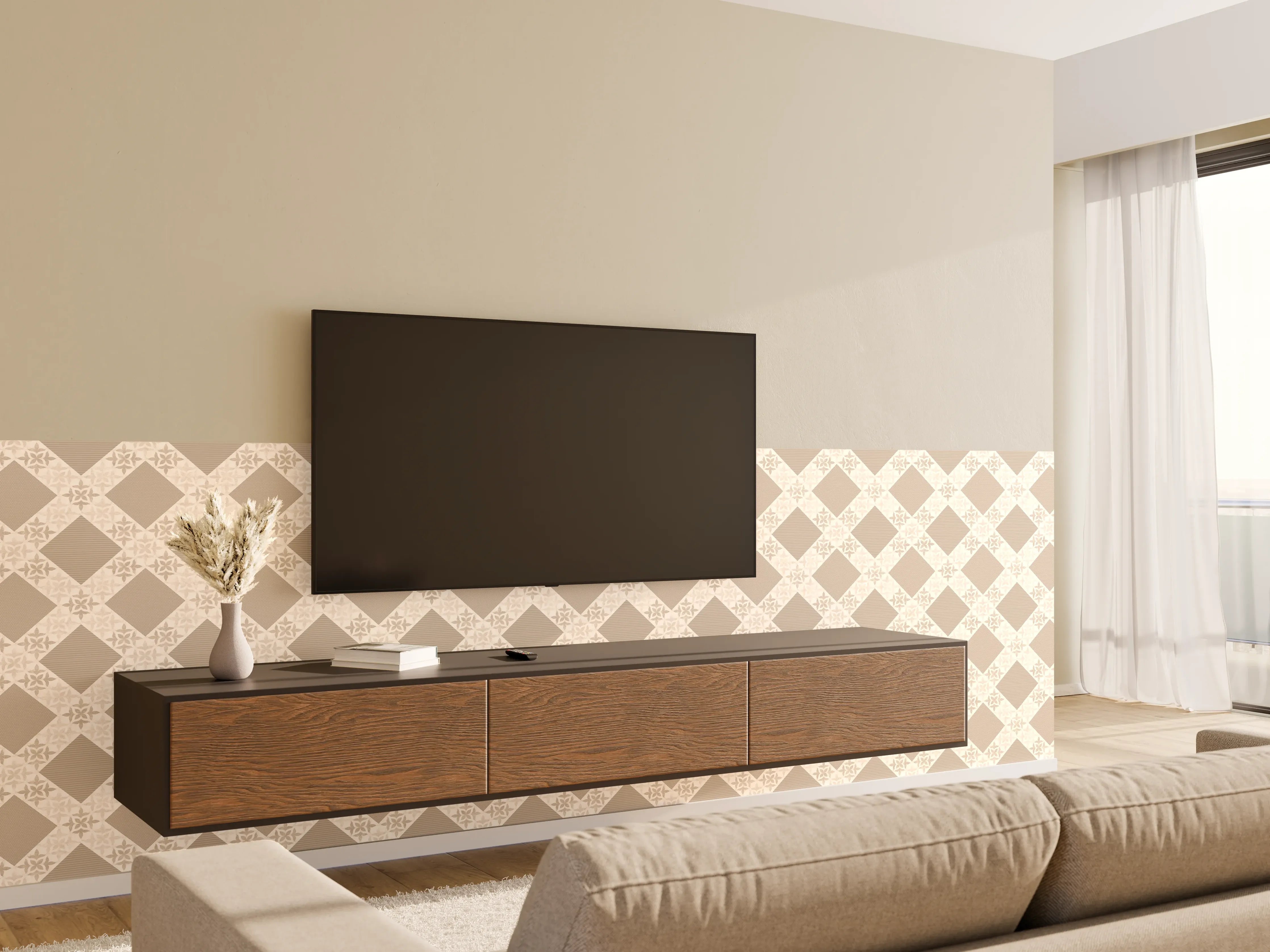 Wandverkleidung Wohnzimmer - Design im Ornament Muster