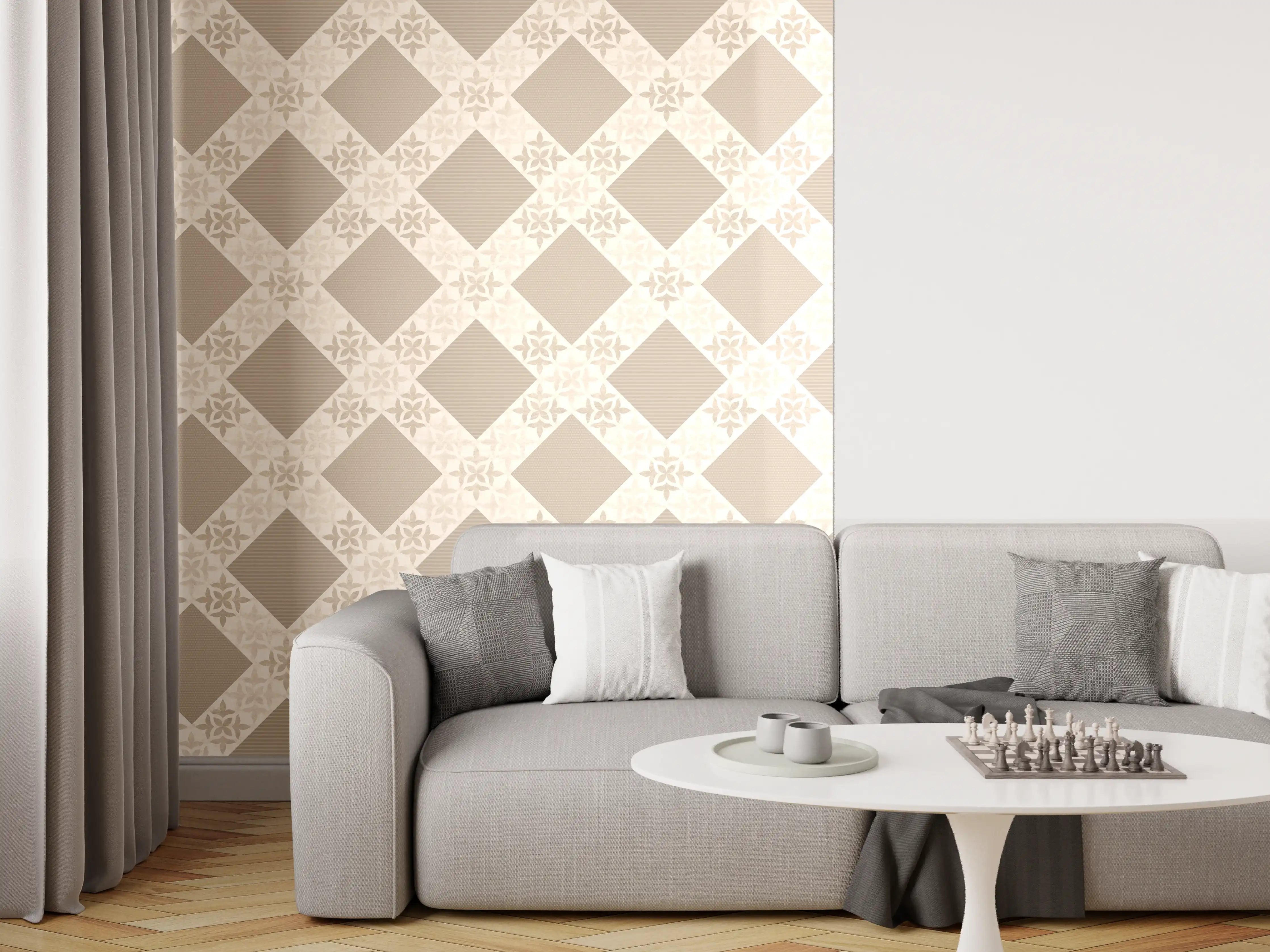 Wandverkleidung Wohnzimmer - Design im Ornament Muster