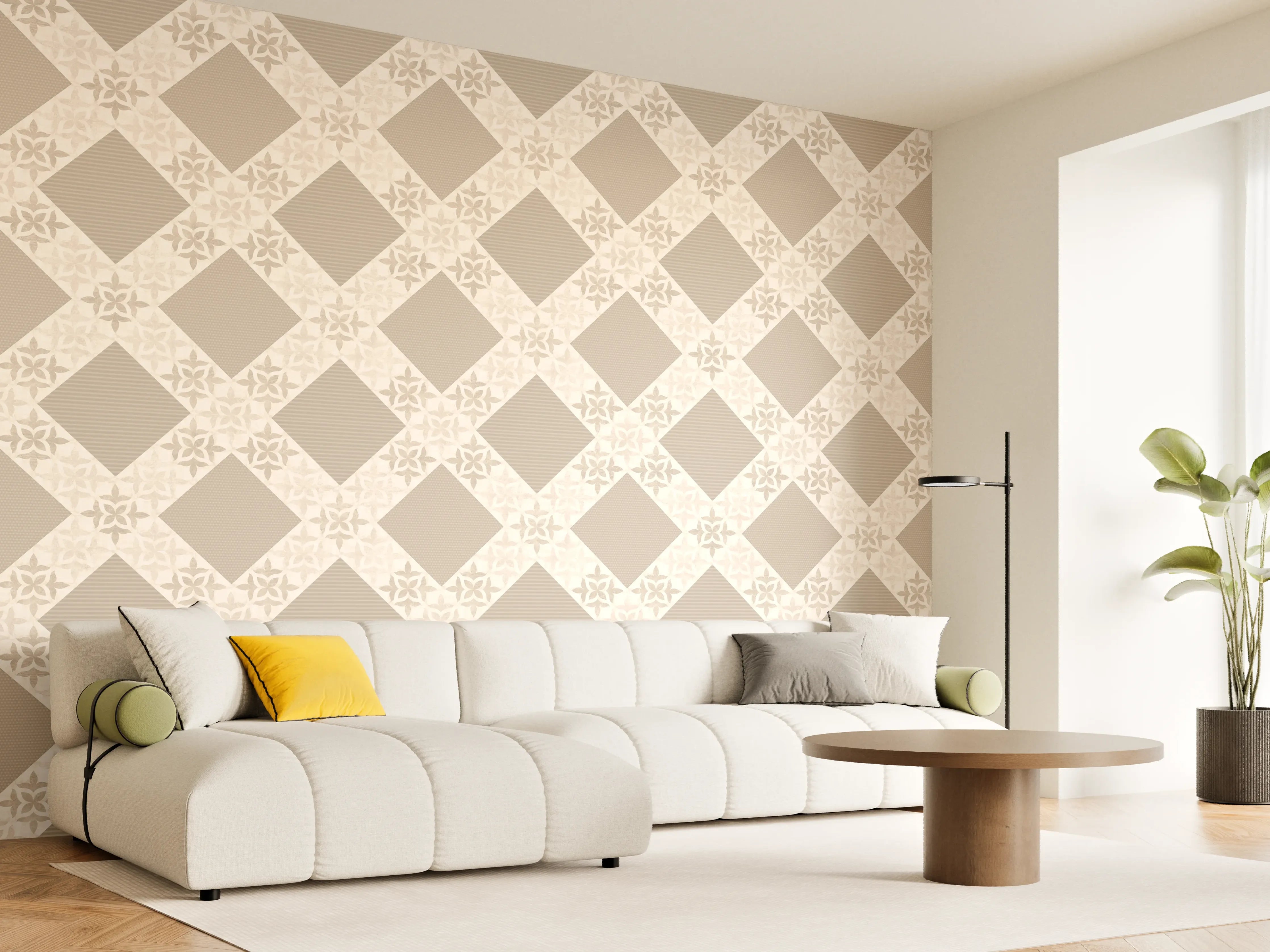 Wandverkleidung Wohnzimmer - Design im Ornament Muster