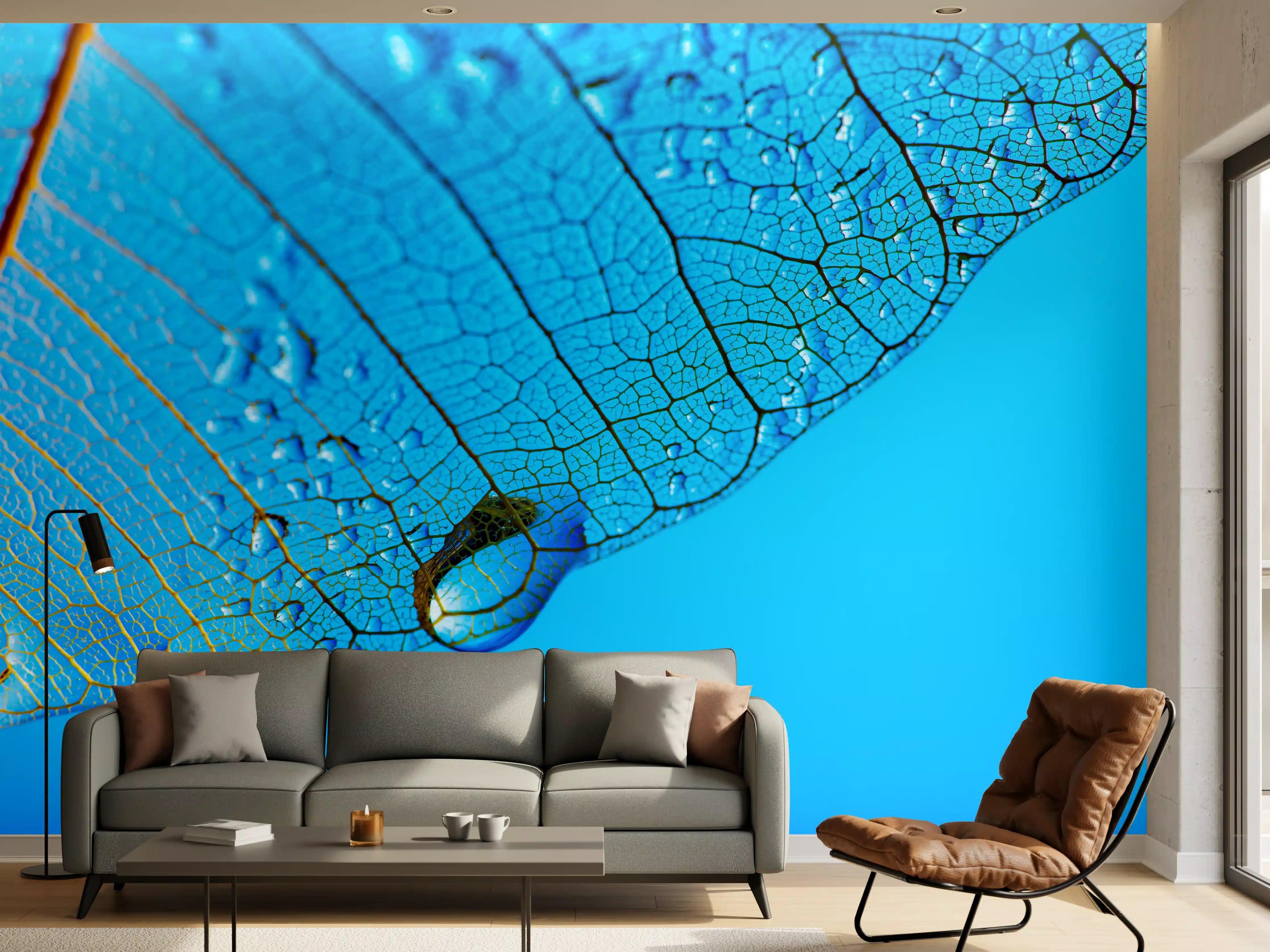 Wandverkleidung Wohnzimmer - Detailaufnahme einer Blatteide