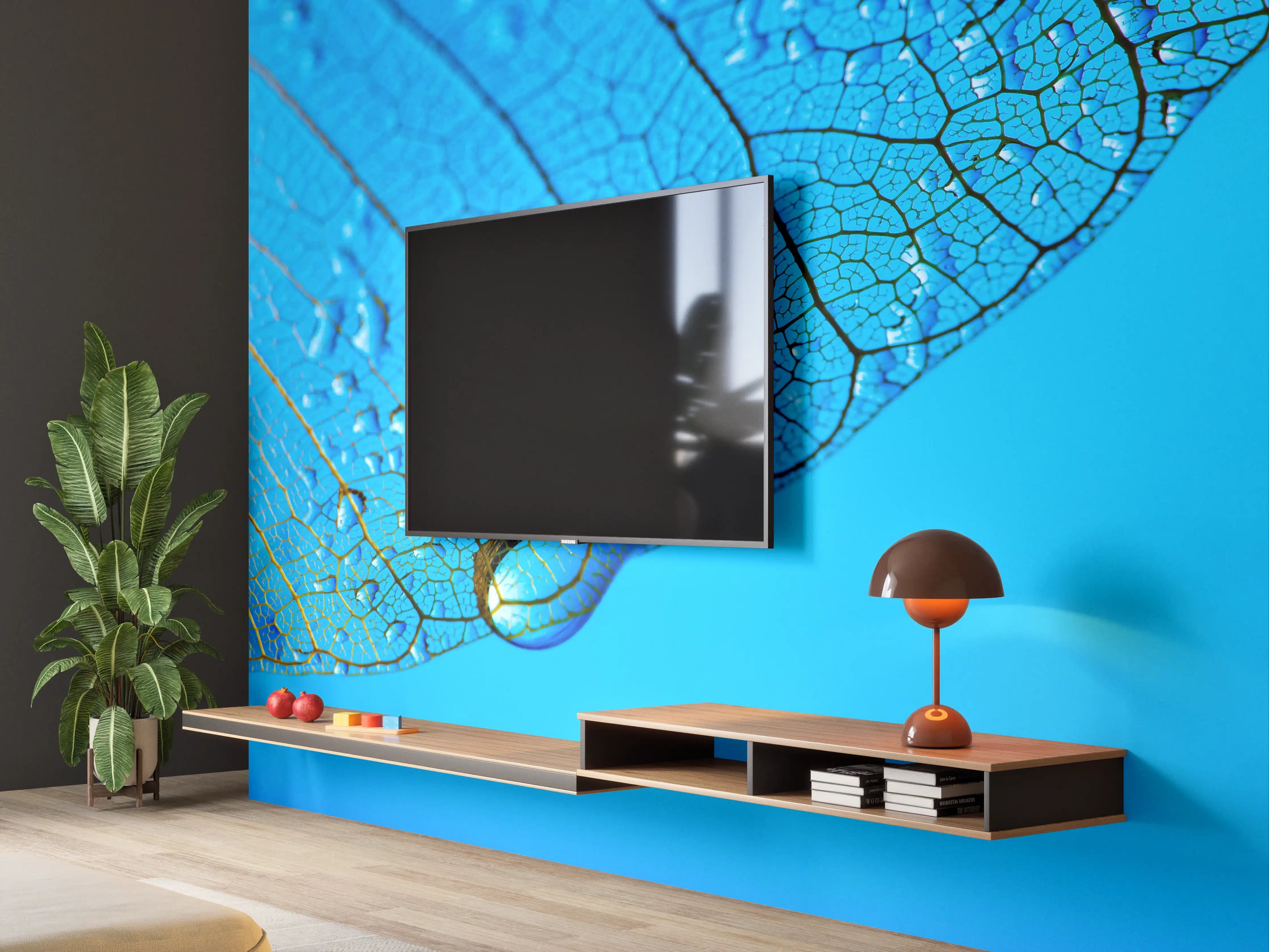 Wandverkleidung Wohnzimmer - Detailaufnahme einer Blatteide