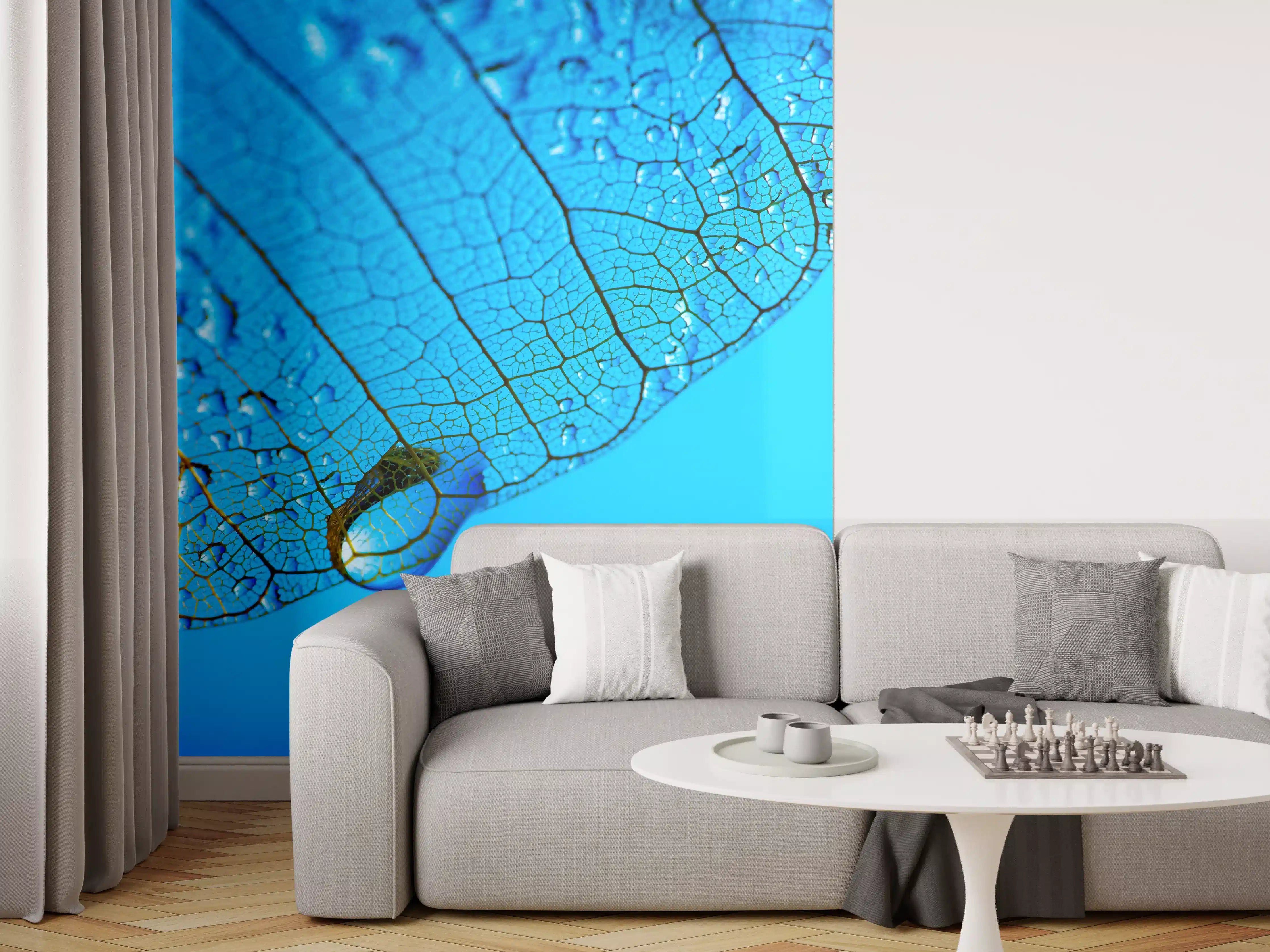 Wandverkleidung Wohnzimmer - Detailaufnahme einer Blatteide