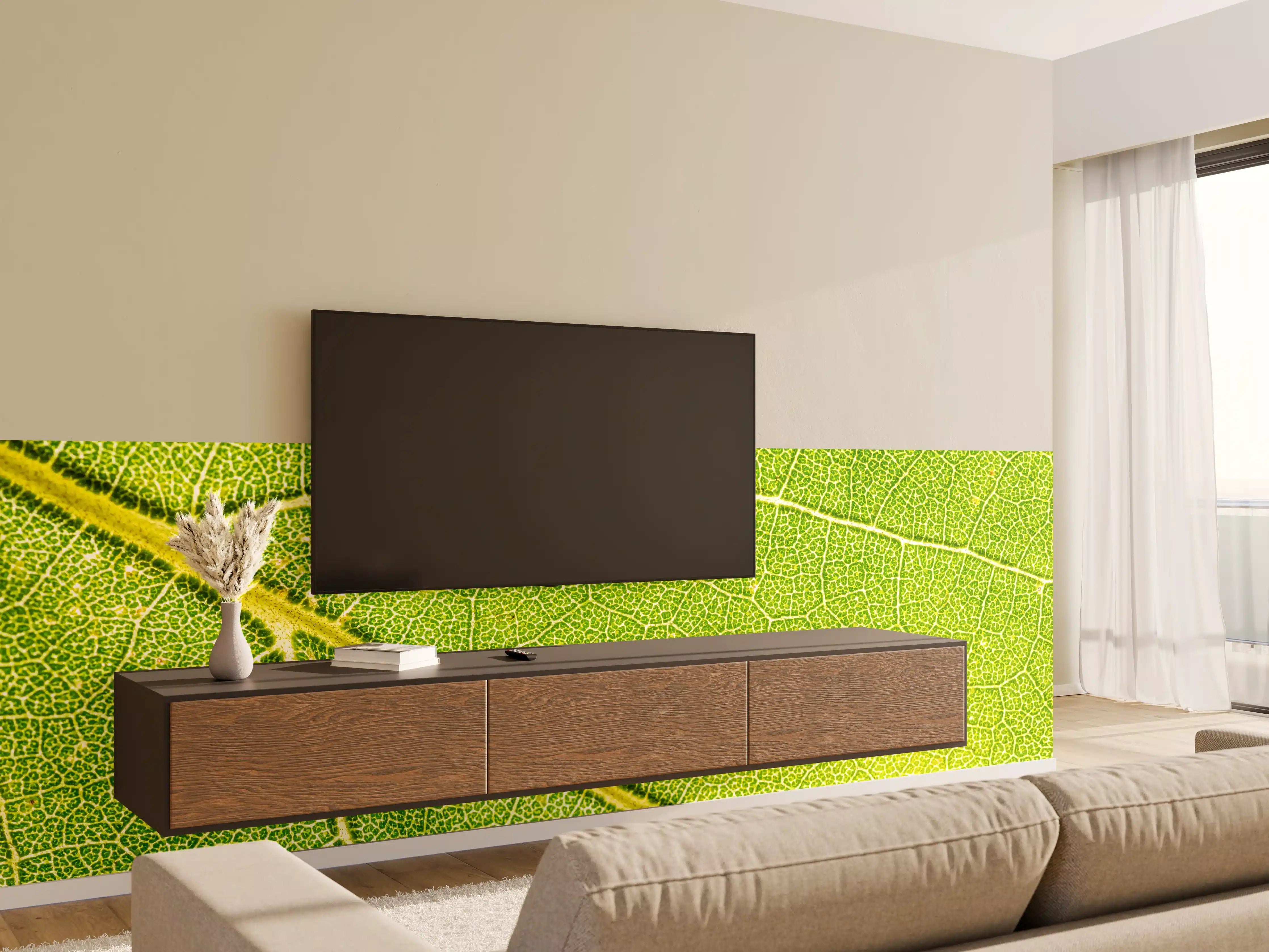 Wandverkleidung Wohnzimmer - Detailreiche Naturaufnahme eines Blattes