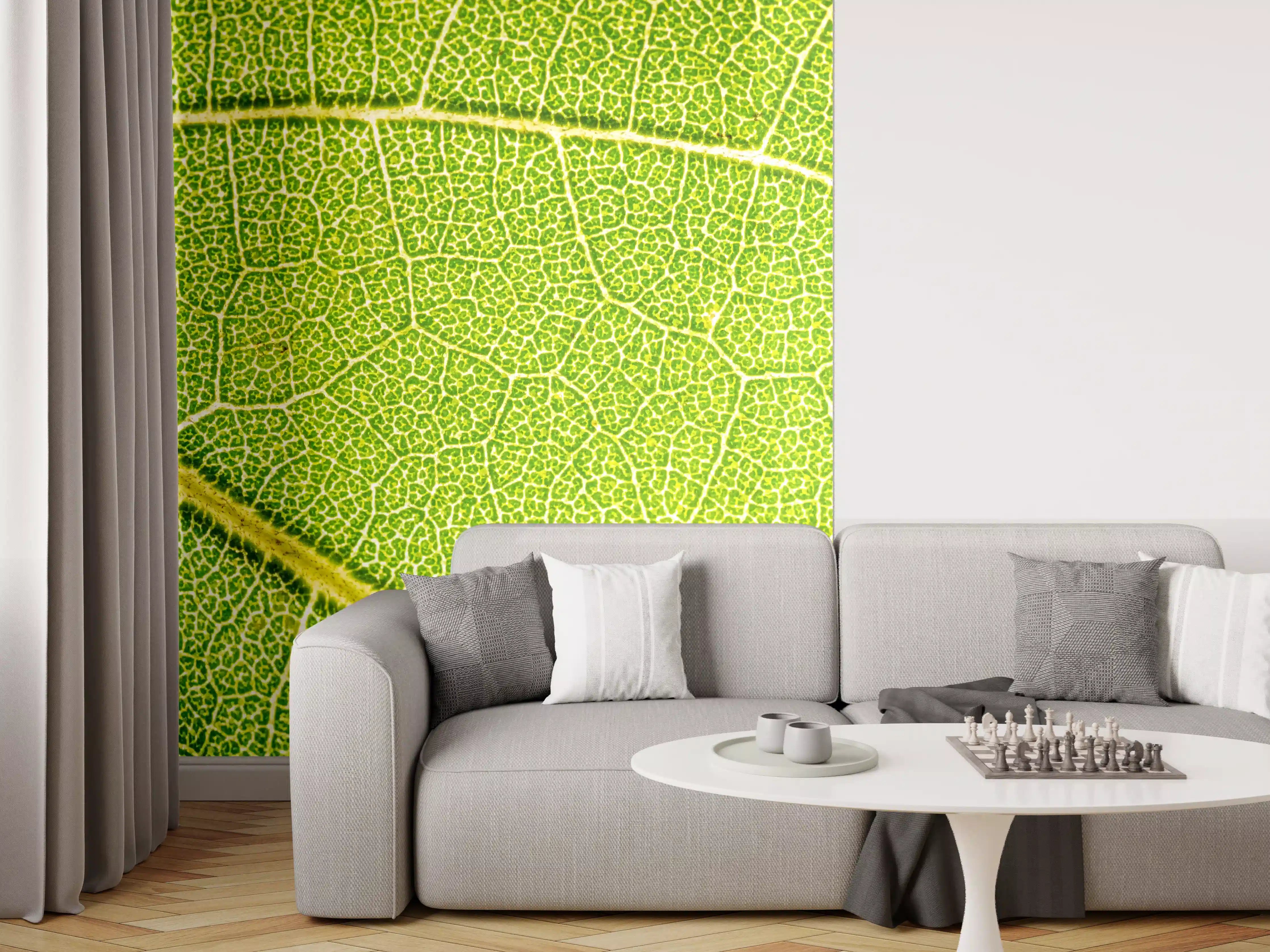 Wandverkleidung Wohnzimmer - Detailreiche Naturaufnahme eines Blattes