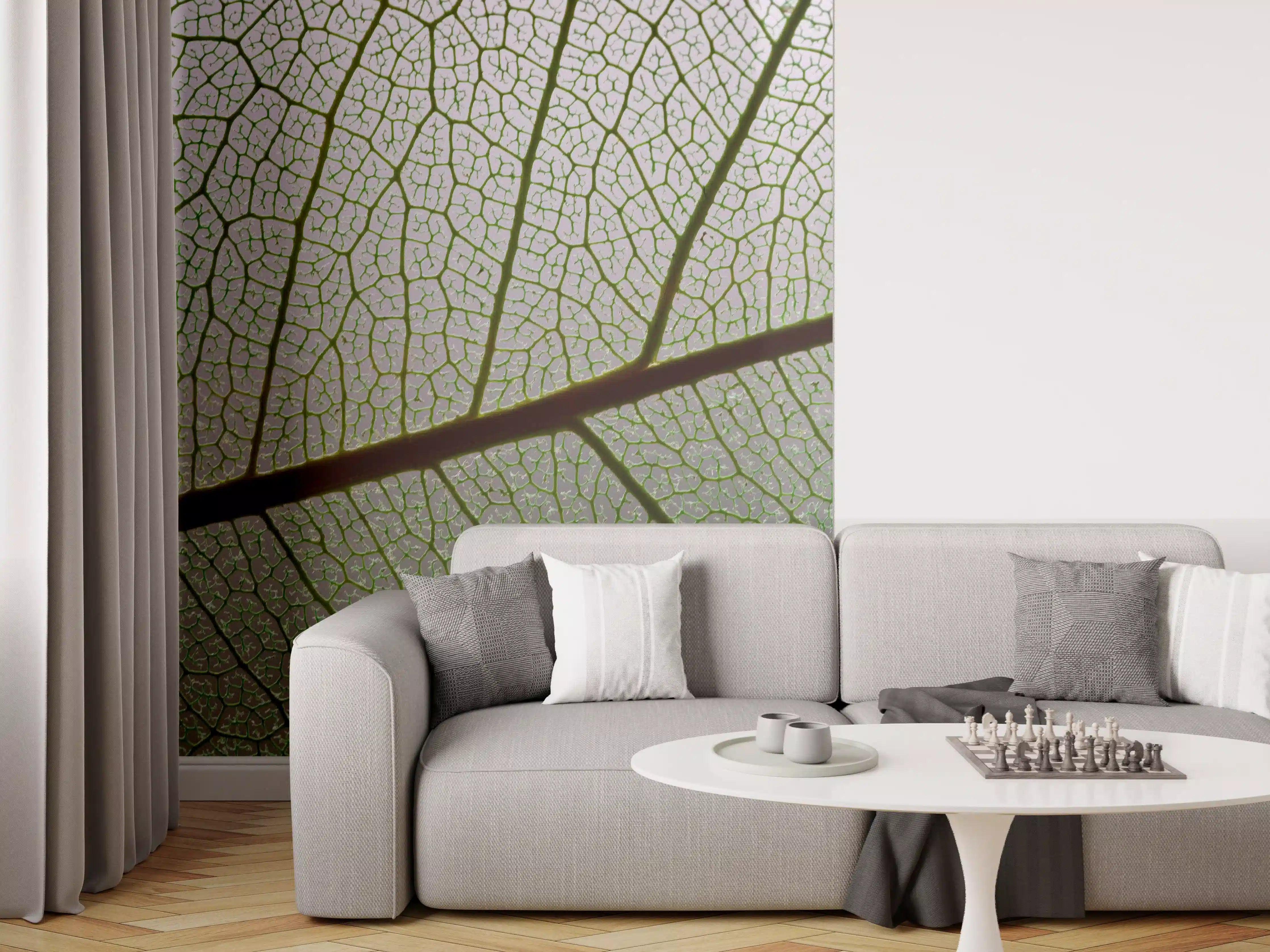 Wandverkleidung Wohnzimmer - Detailreiche grüne Blattstruktur