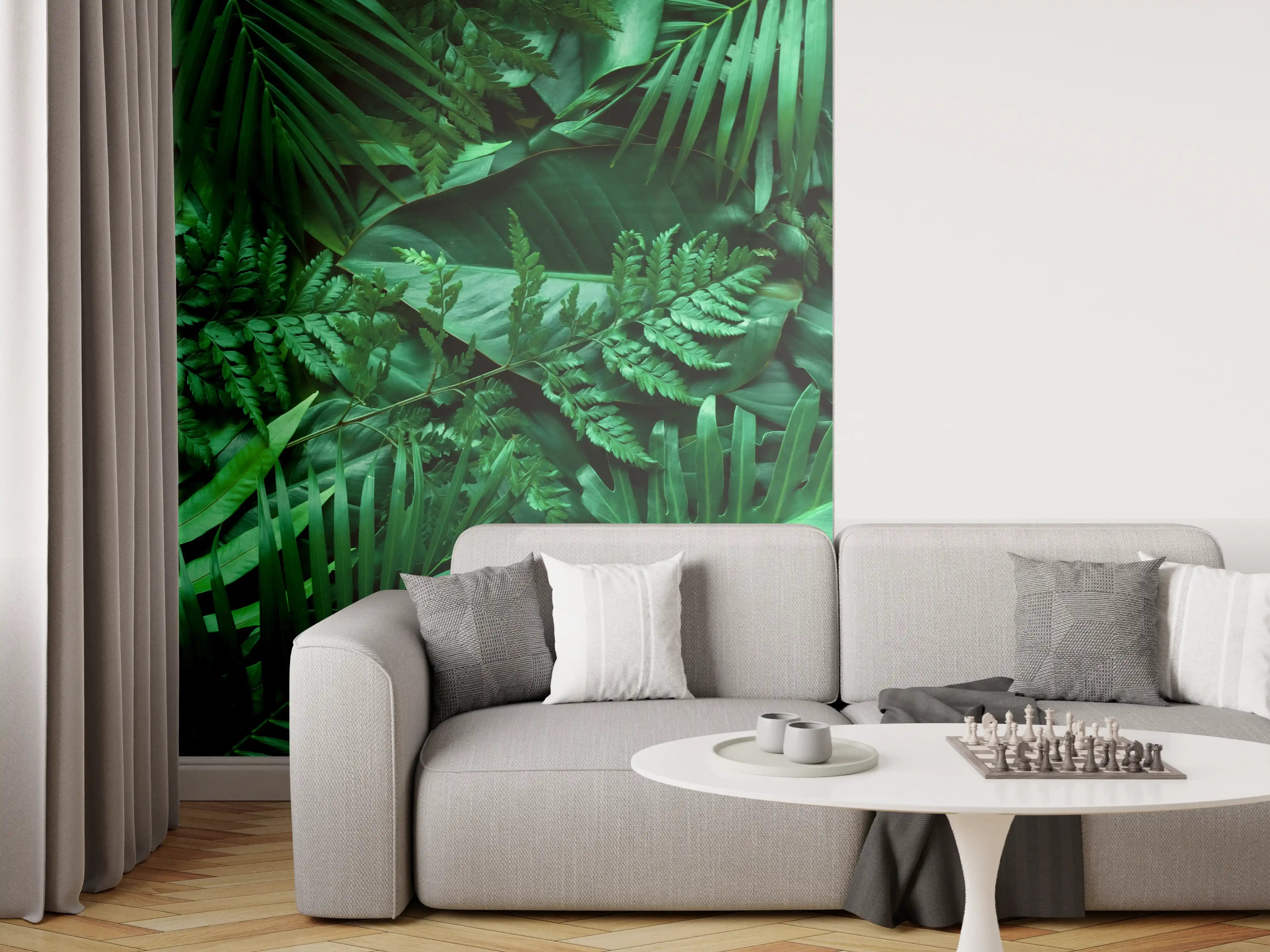 Wandverkleidung Wohnzimmer - Dichte, grüne Blätterpracht
