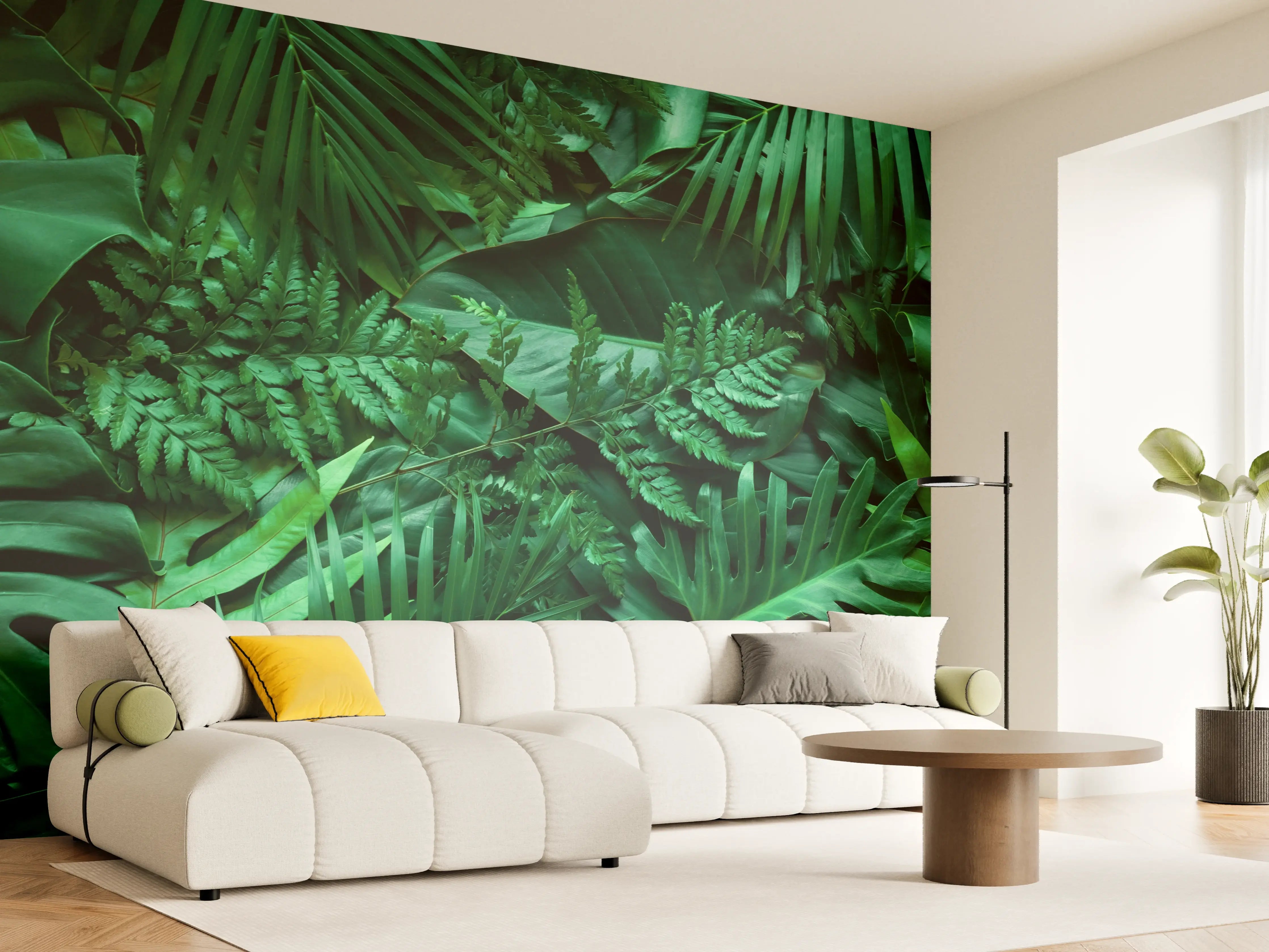Wandverkleidung Wohnzimmer - Dichte, grüne Blätterpracht