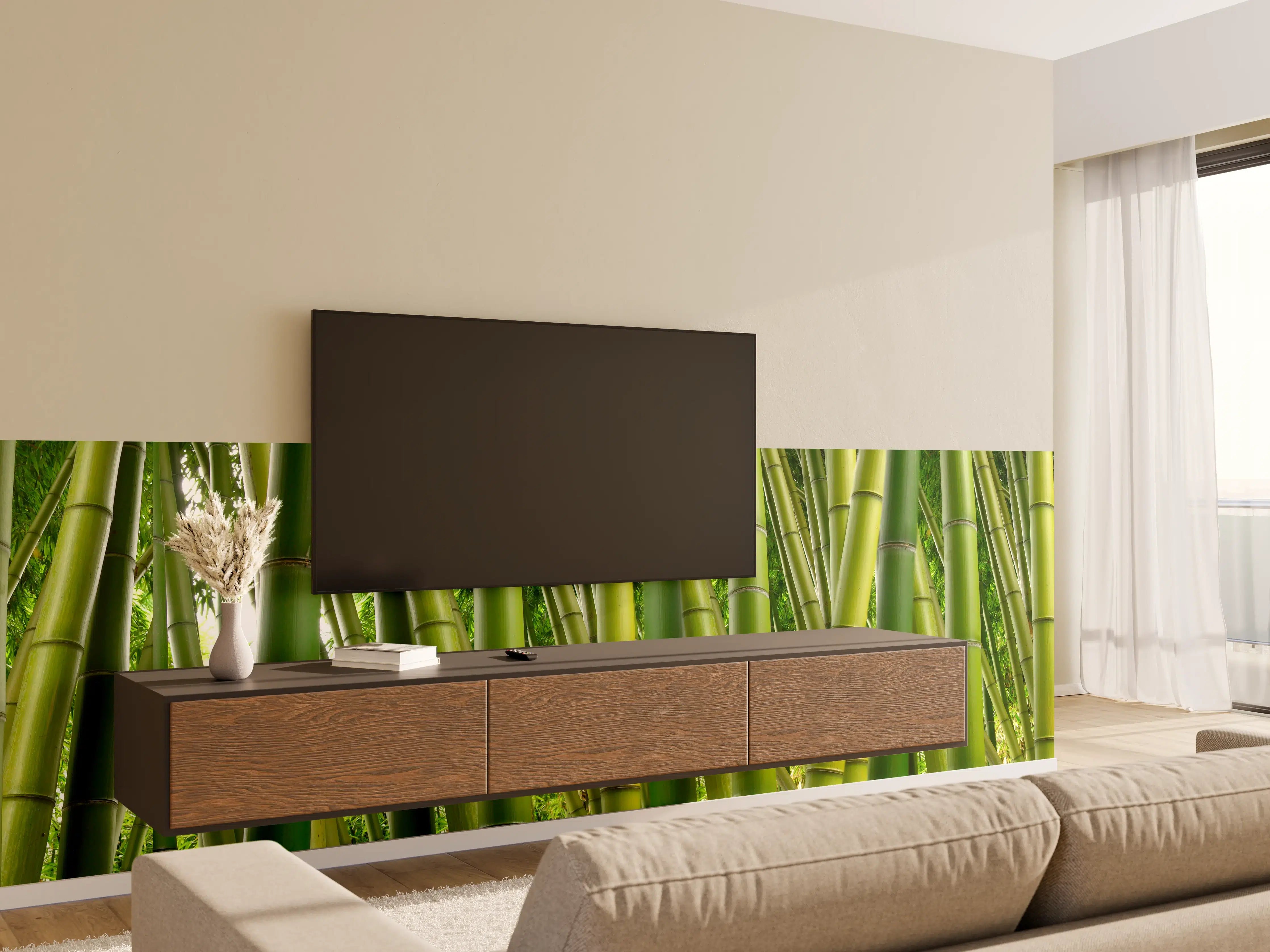 Wandverkleidung Wohnzimmer - Dichter Bambus-Dschungel