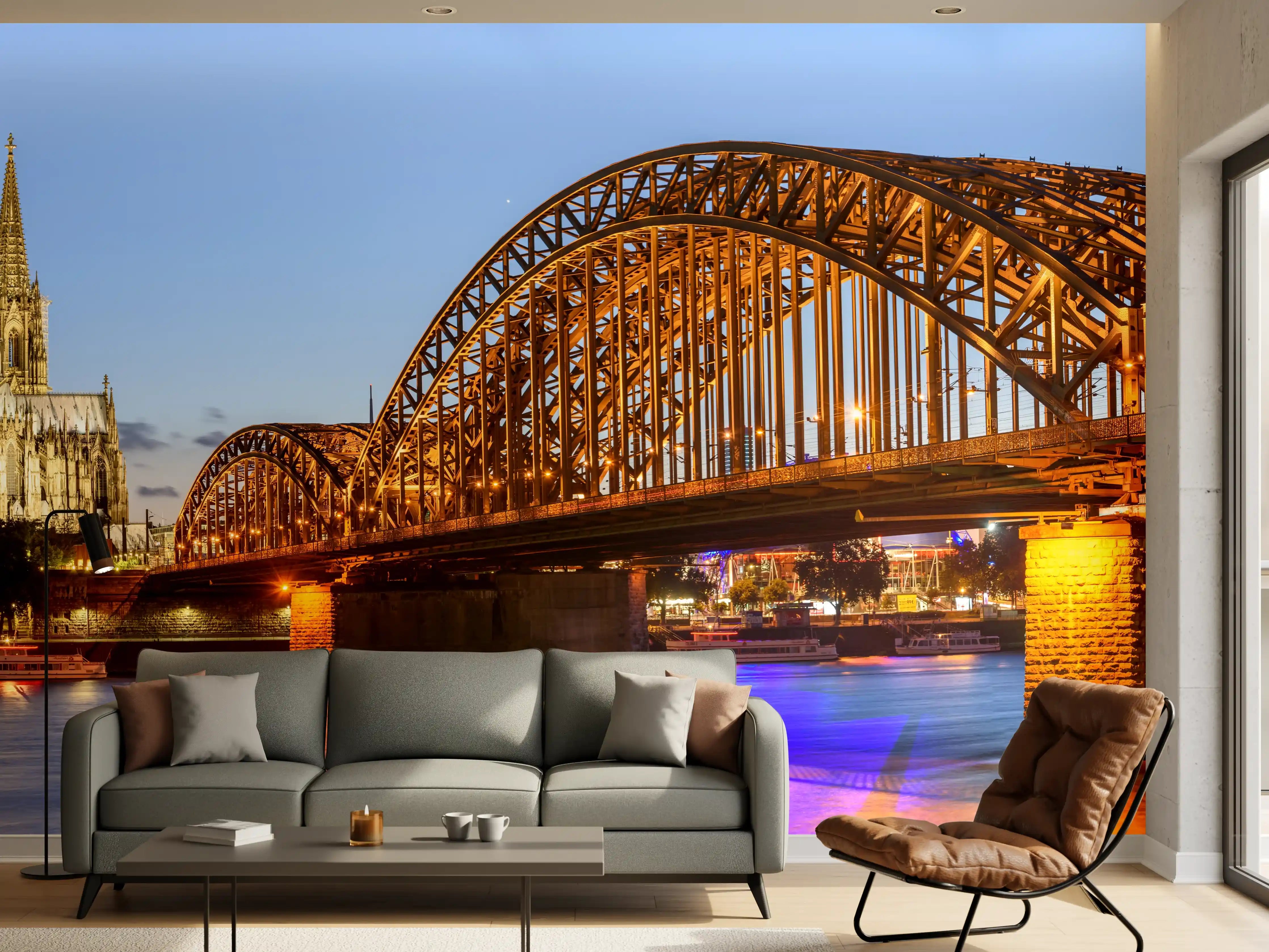 Wandverkleidung Wohnzimmer - Dombrücke in Köln - Deutschland