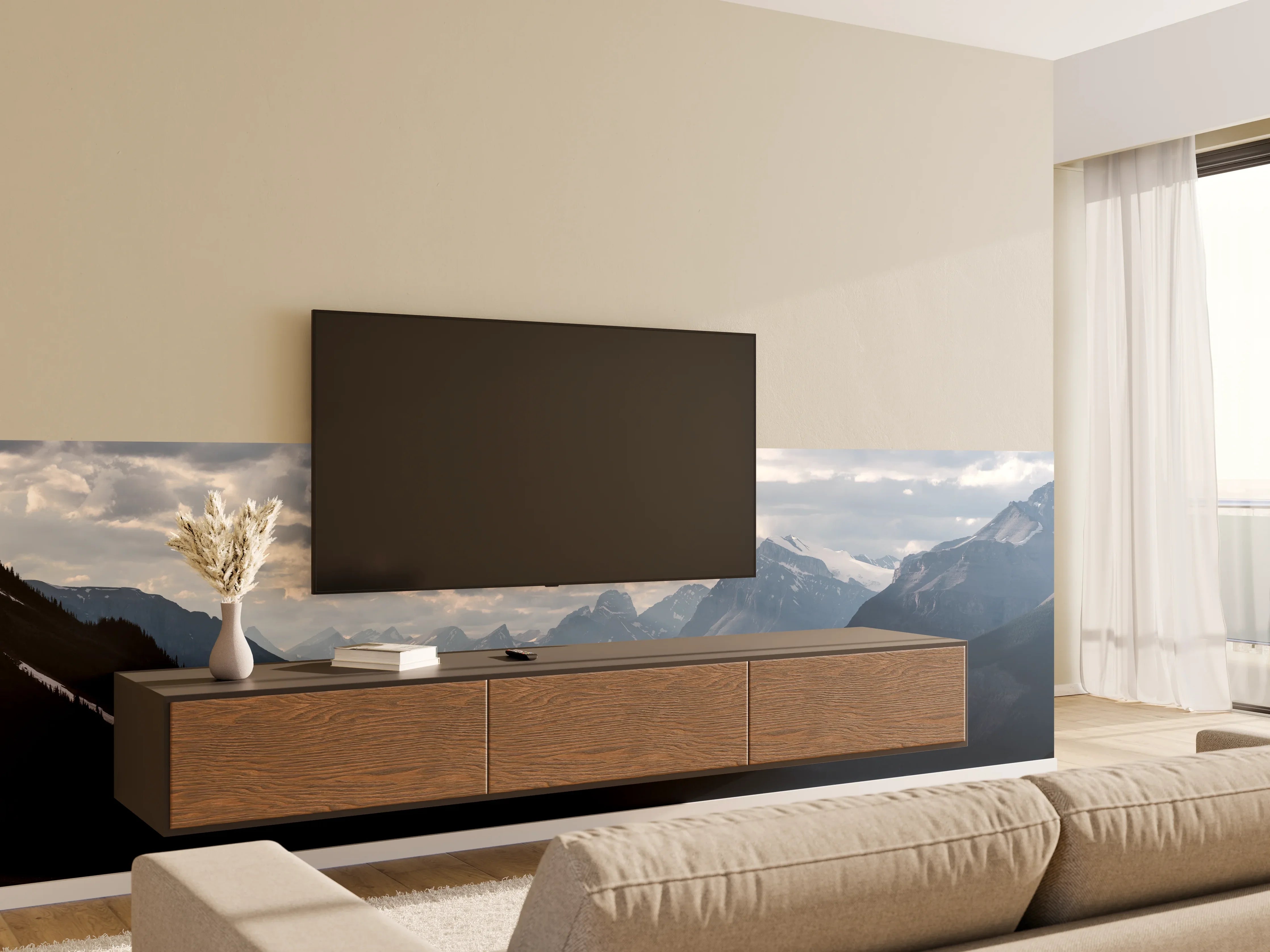 Wandverkleidung Wohnzimmer - Dramatische Landschaft entlang der Icefields Park