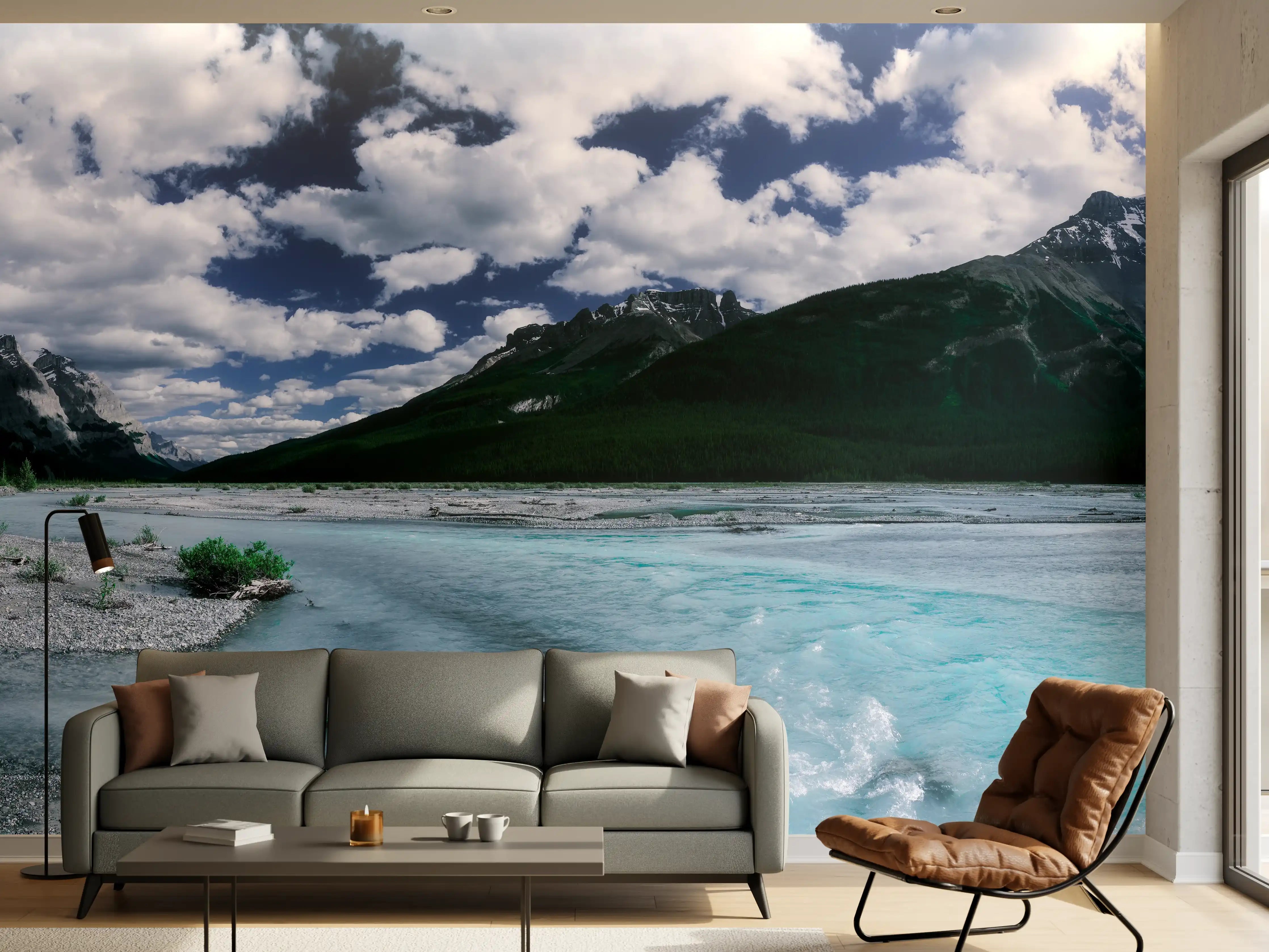 Wandverkleidung Wohnzimmer - Dramatische Landschaft entlang des Icefields Parkway