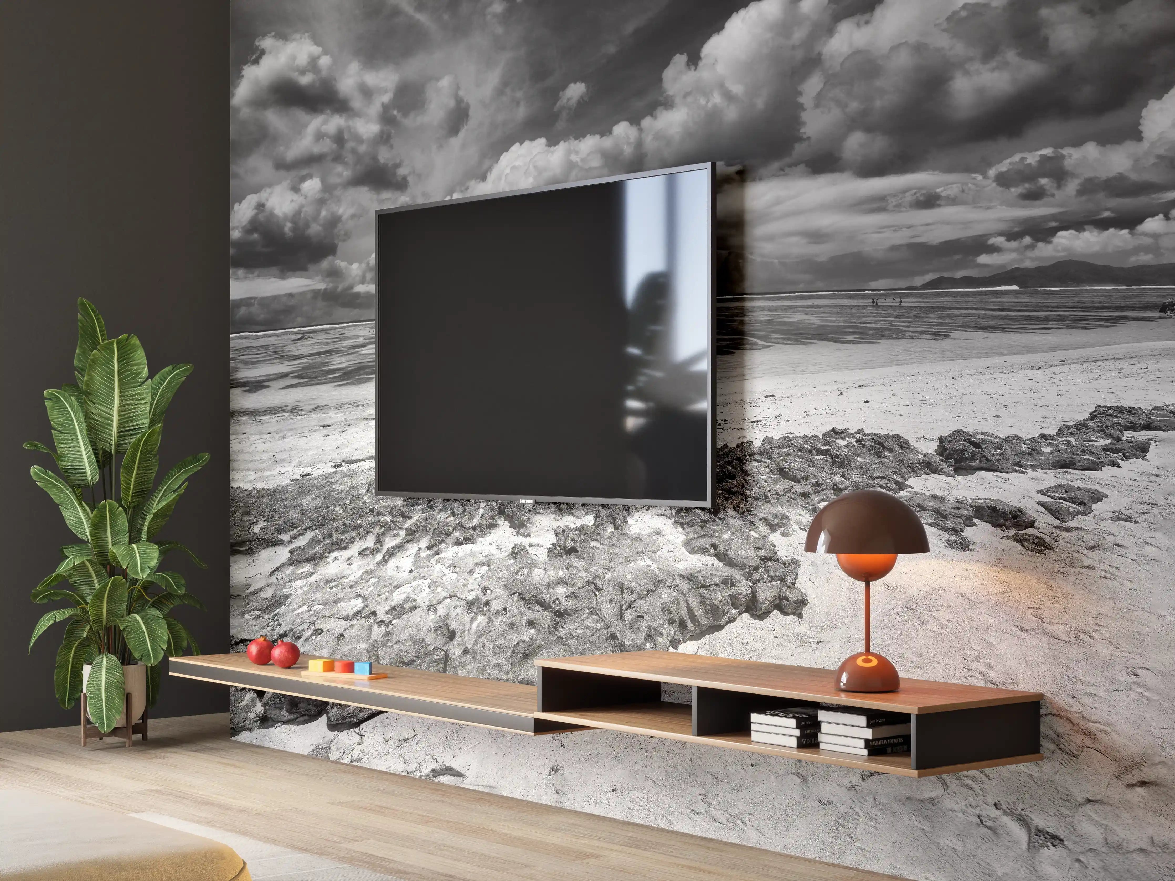 Wandverkleidung Wohnzimmer - Dramatischer Himmel über dem Strand