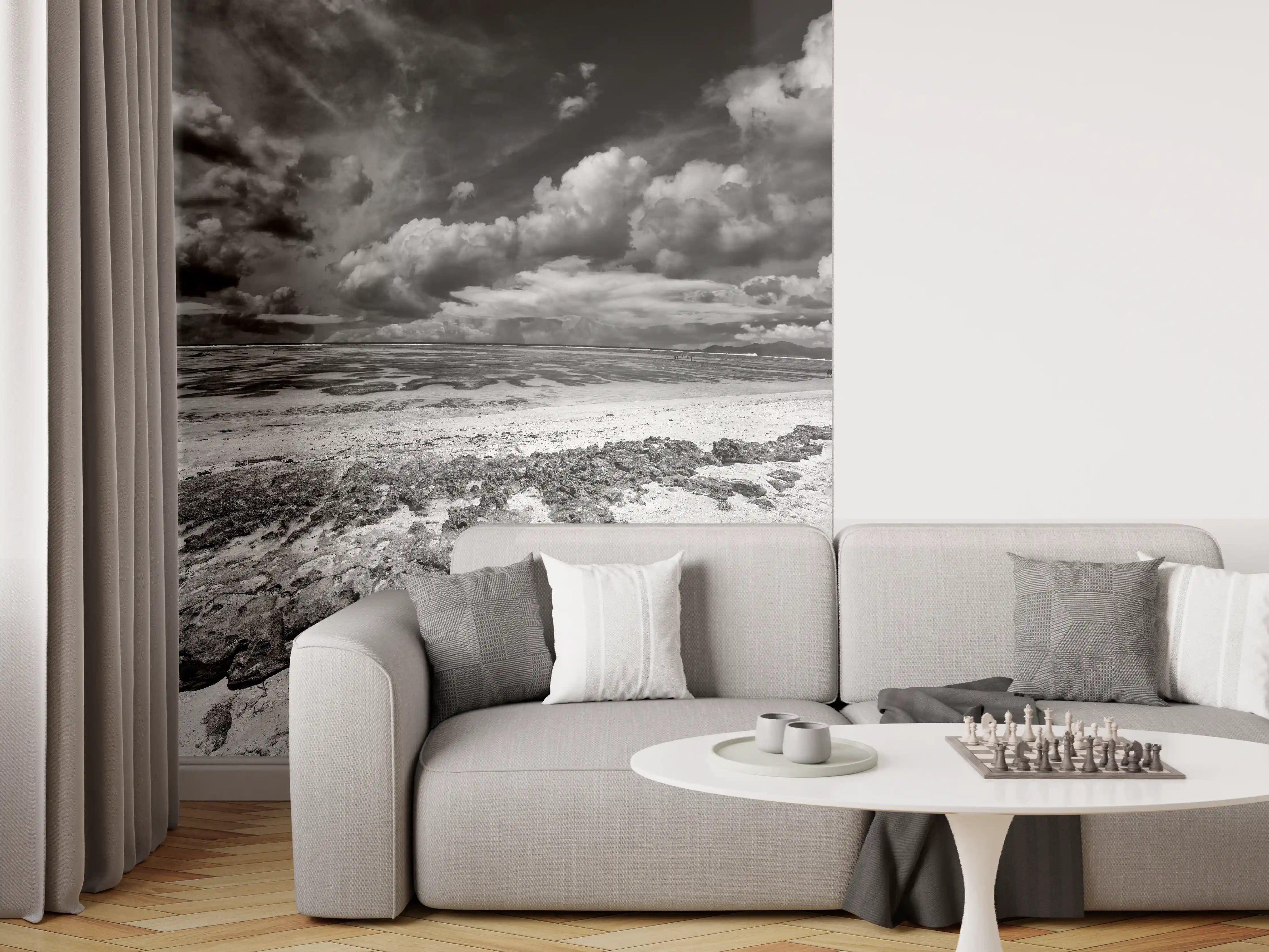 Wandverkleidung Wohnzimmer - Dramatischer Himmel über dem Strand