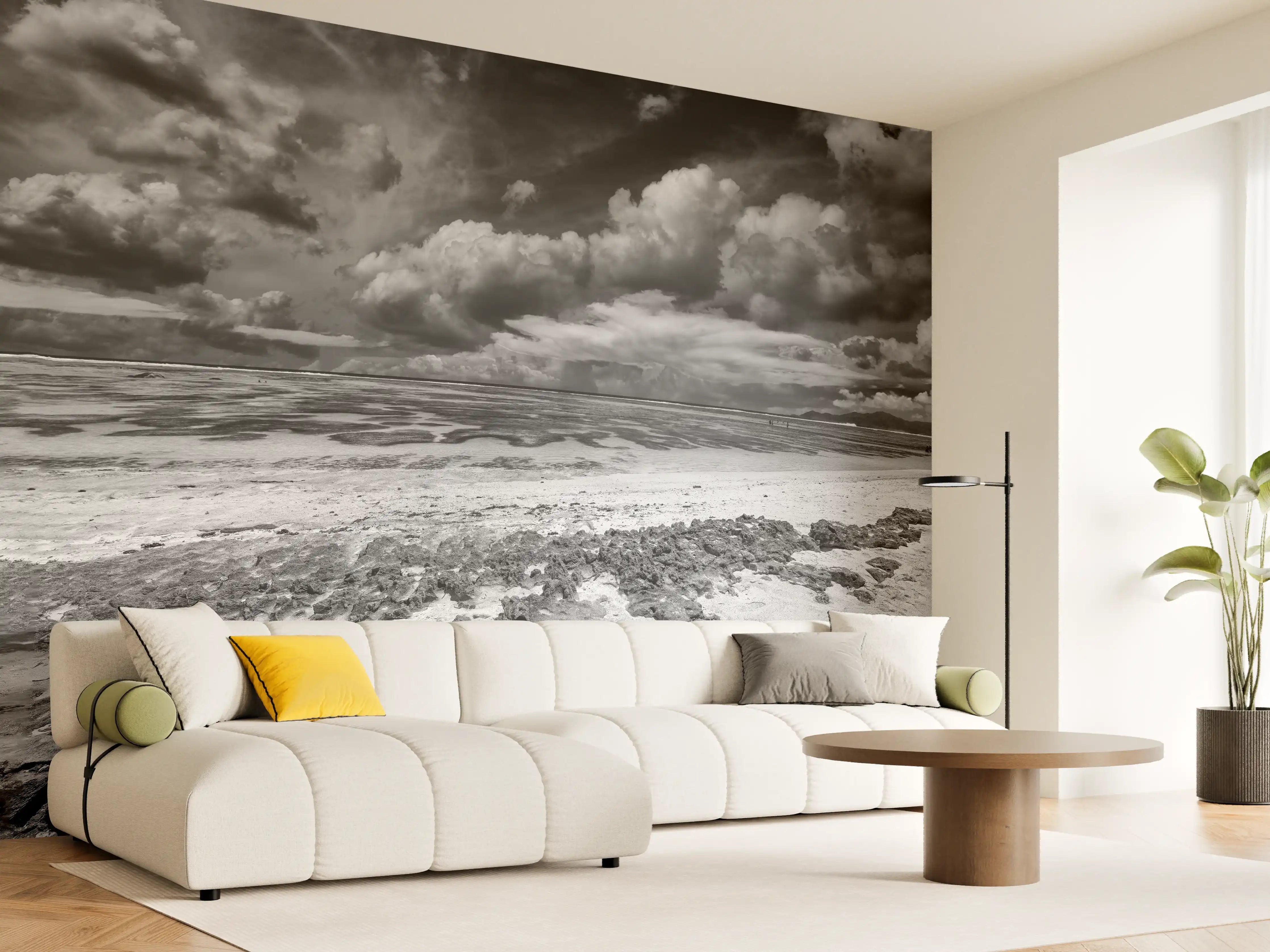 Wandverkleidung Wohnzimmer - Dramatischer Himmel über dem Strand