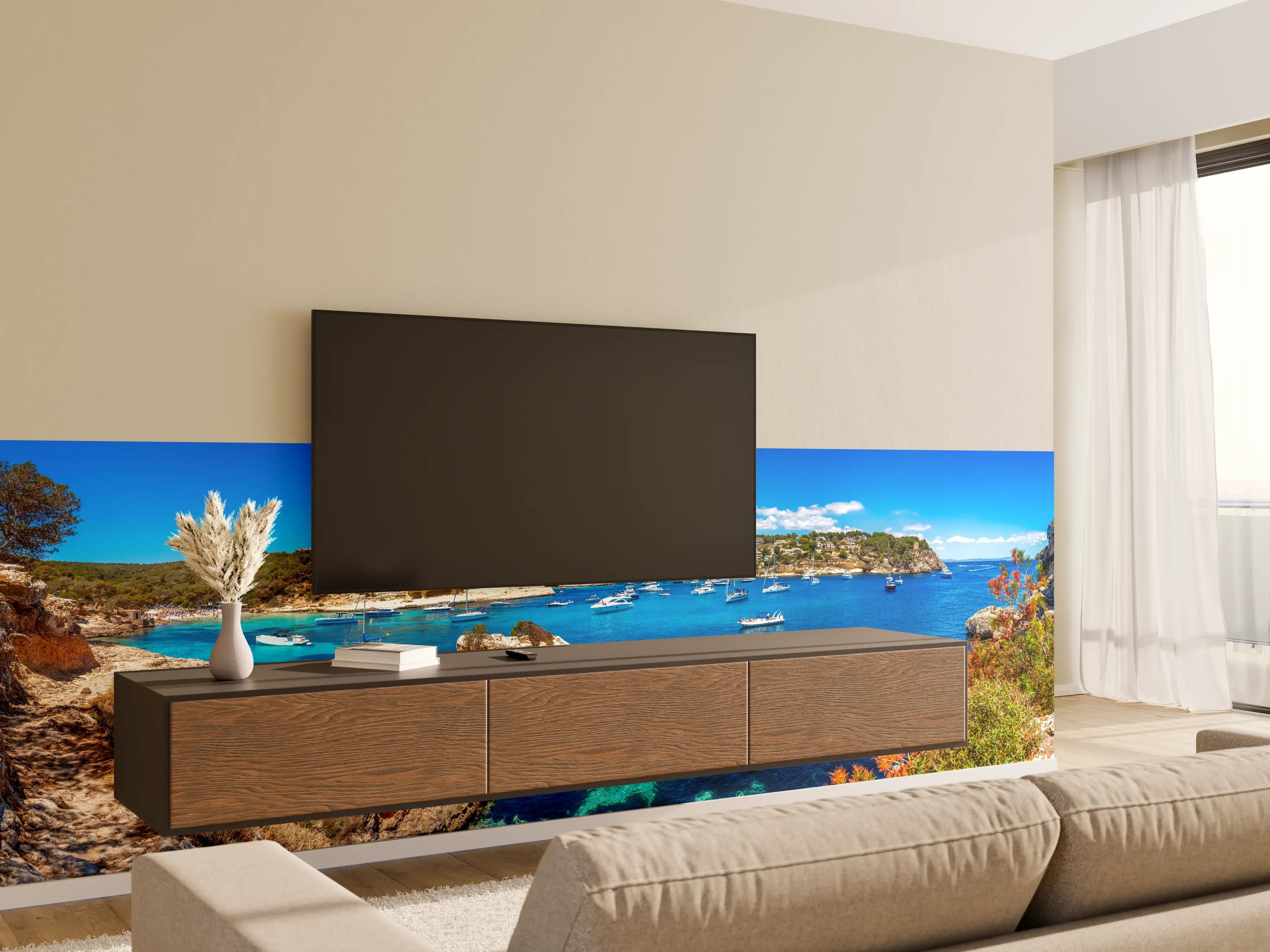 Wandverkleidung Wohnzimmer - Drei Finger Bucht (Mallorca)