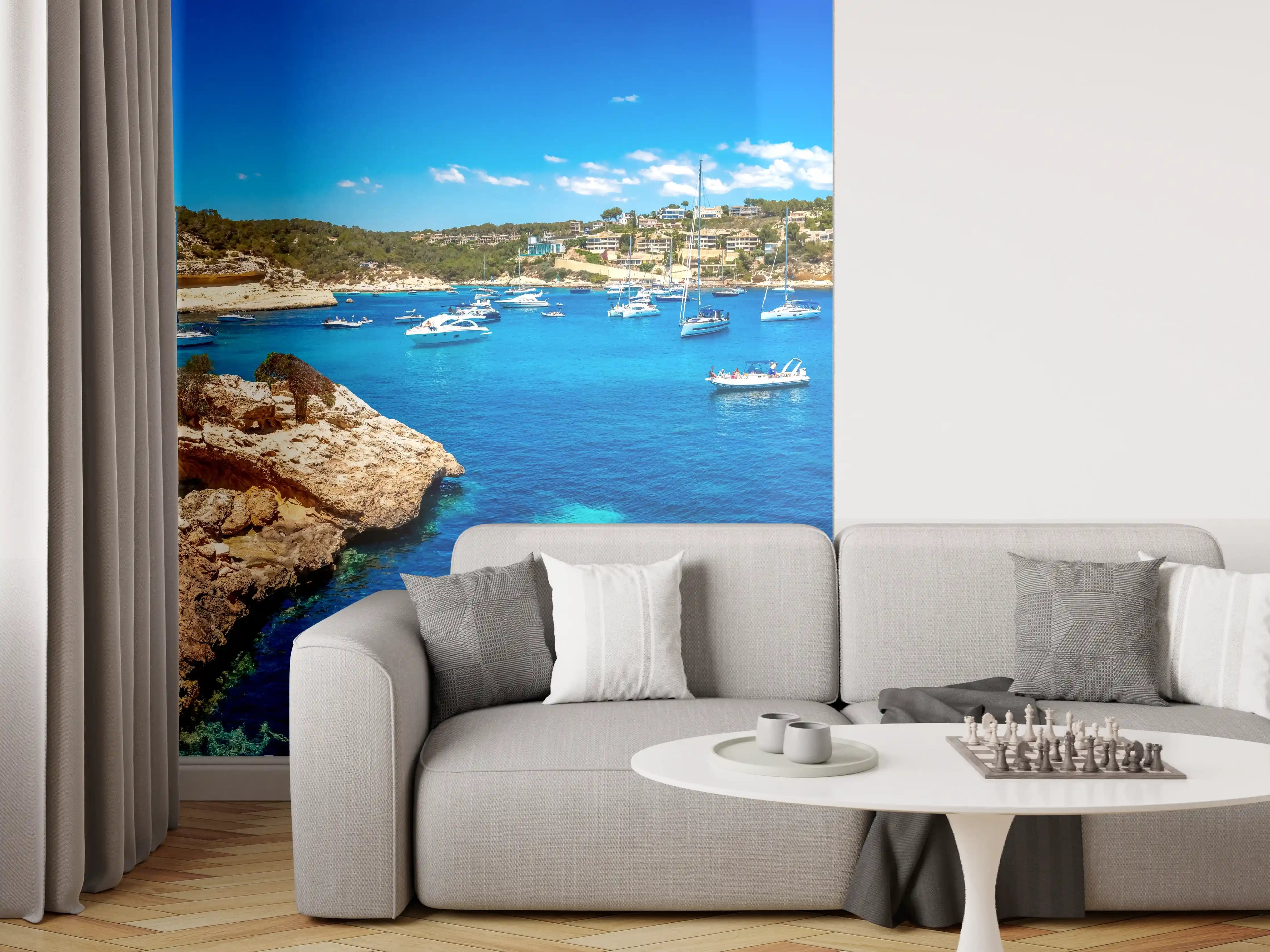 Wandverkleidung Wohnzimmer - Drei Finger Bucht (Mallorca)