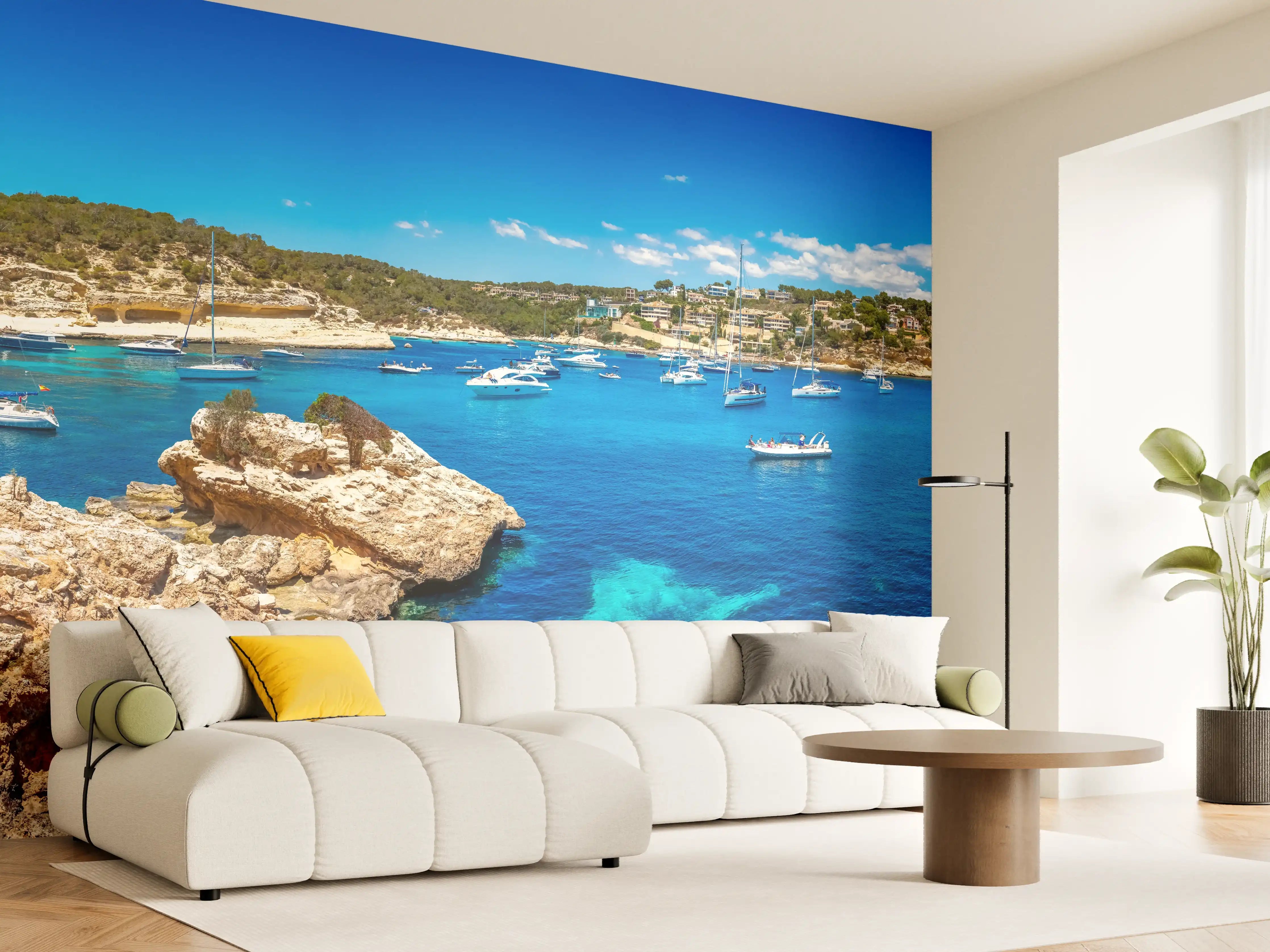 Wandverkleidung Wohnzimmer - Drei Finger Bucht (Mallorca)