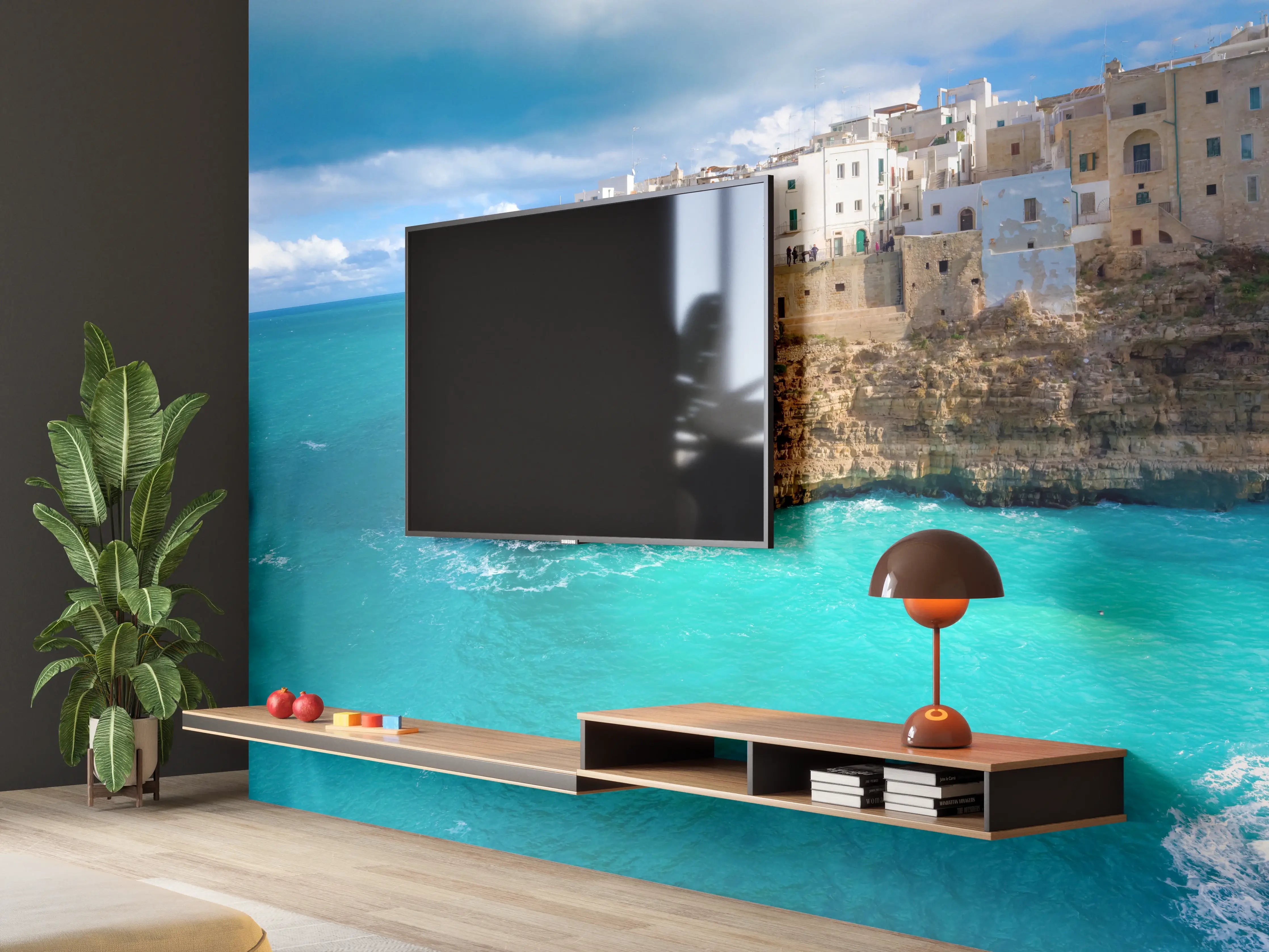 Wandverkleidung Wohnzimmer - Drohnensicht - Polignano