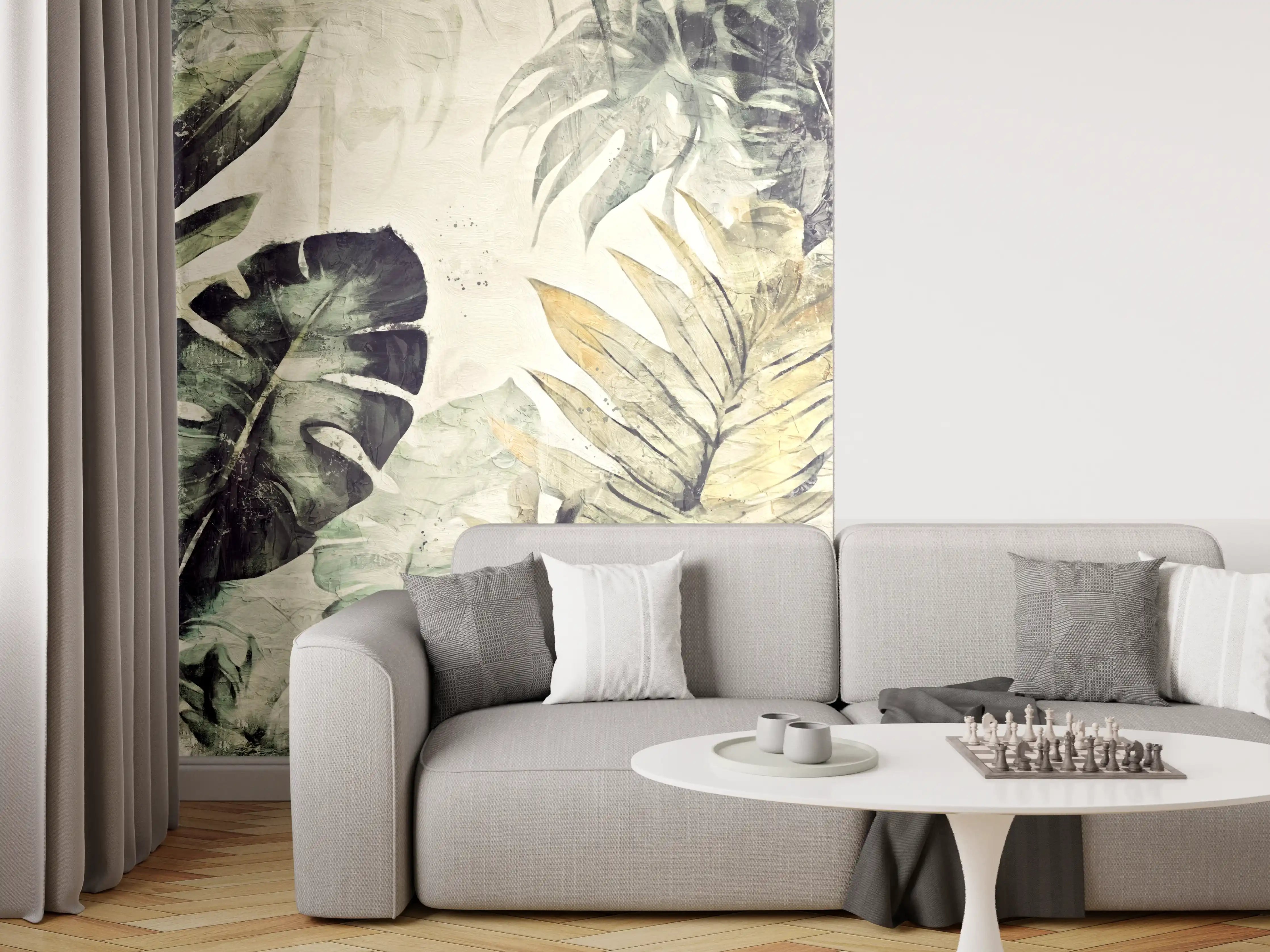 Wandverkleidung Wohnzimmer - Dschungel inspiriert Wanddekoration