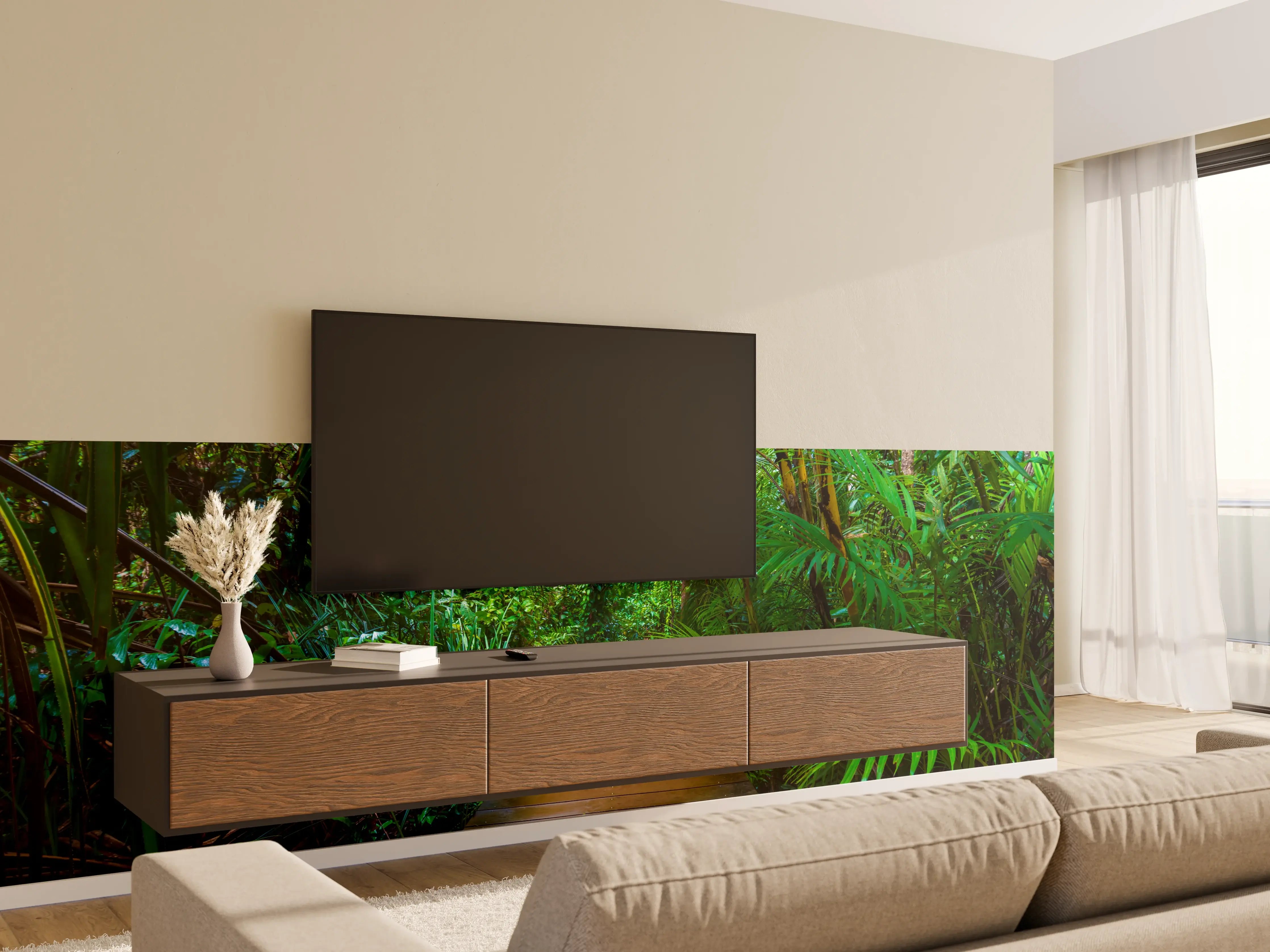 Wandverkleidung Wohnzimmer - Dschungelpfad im Regenwald