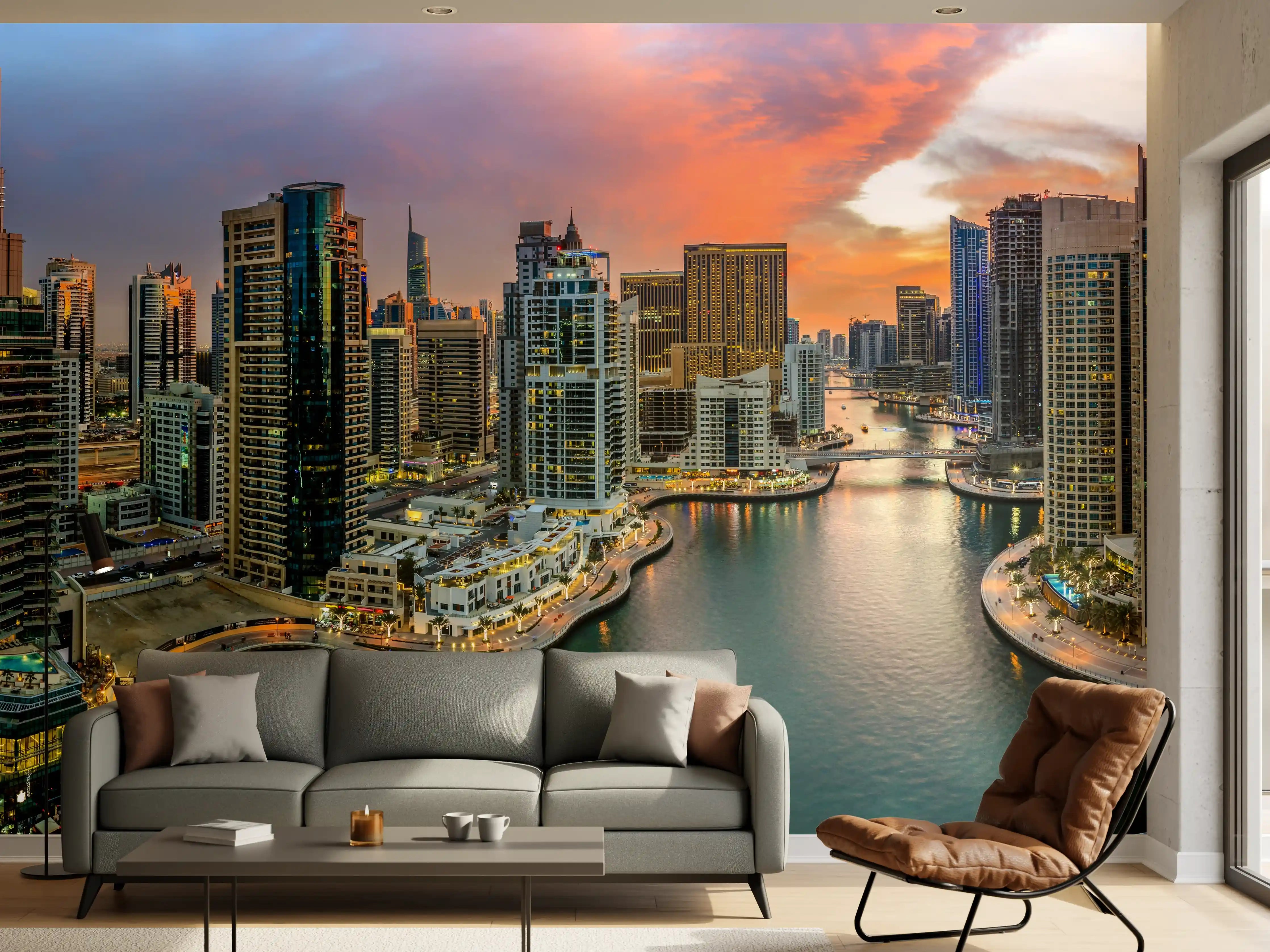 Wandverkleidung Wohnzimmer - Dubai Yachthafen