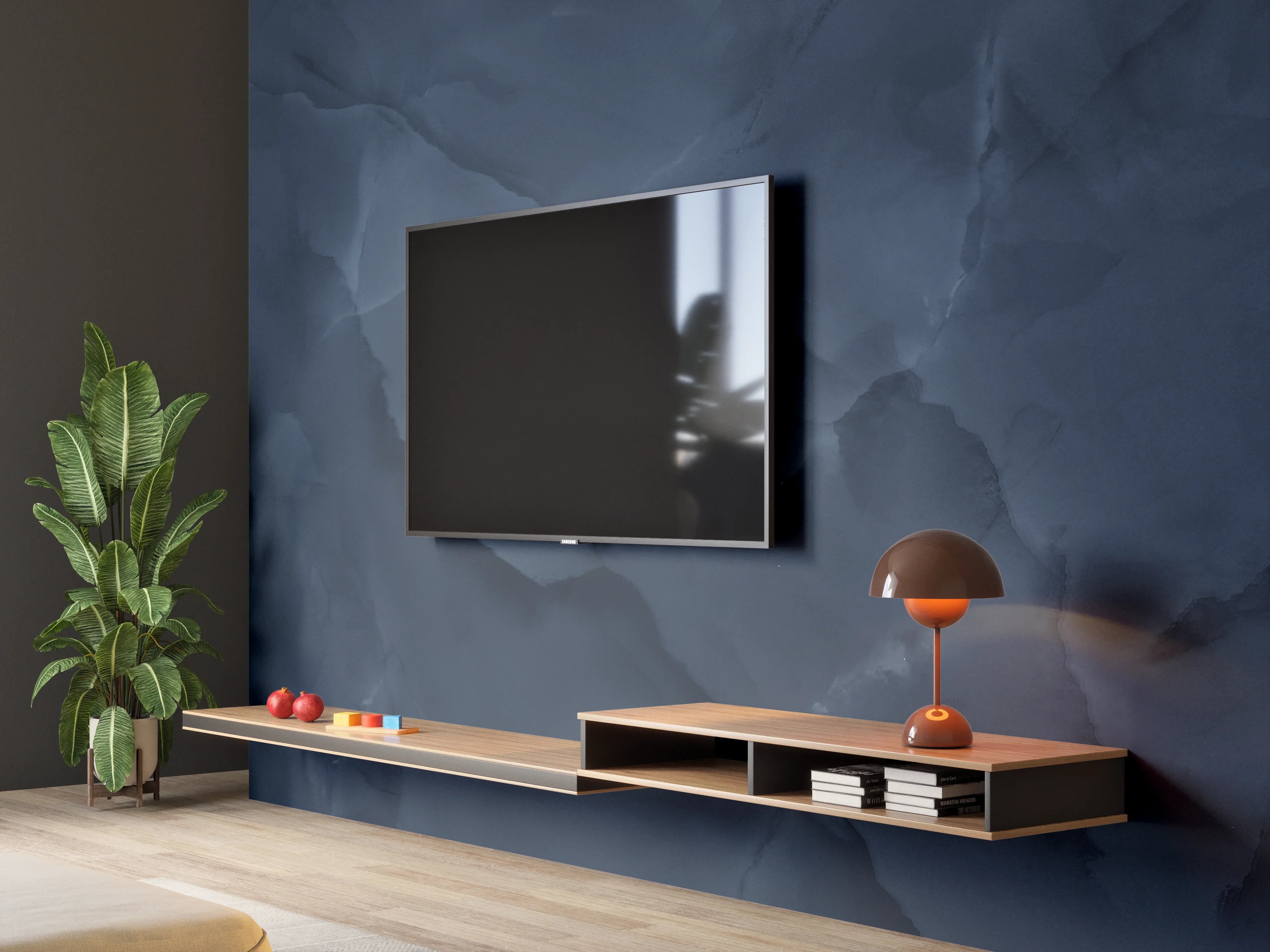 Wandverkleidung Wohnzimmer - Dunkelblauer Onyx-Marmor