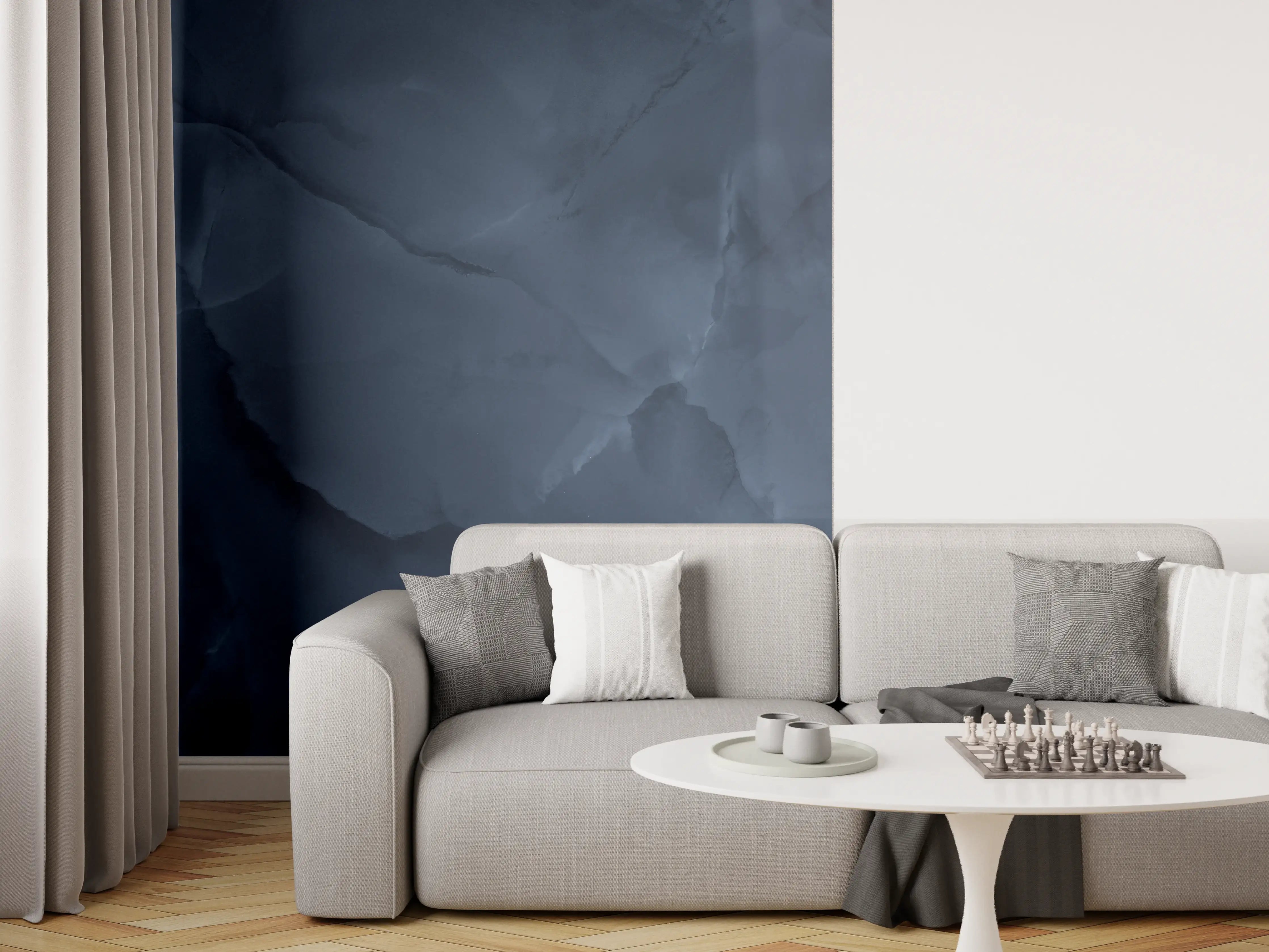Wandverkleidung Wohnzimmer - Dunkelblauer Onyx-Marmor