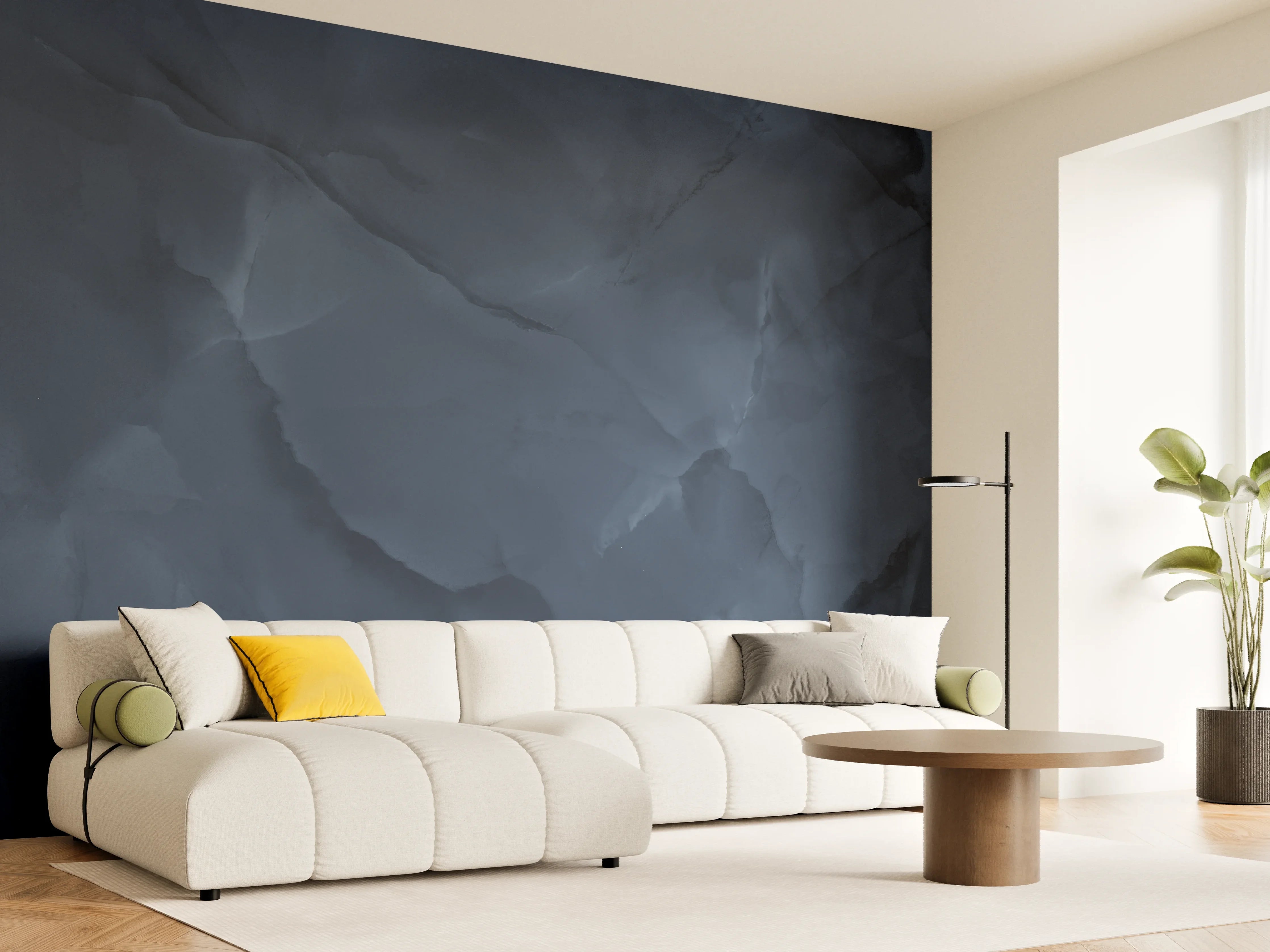 Wandverkleidung Wohnzimmer - Dunkelblauer Onyx-Marmor