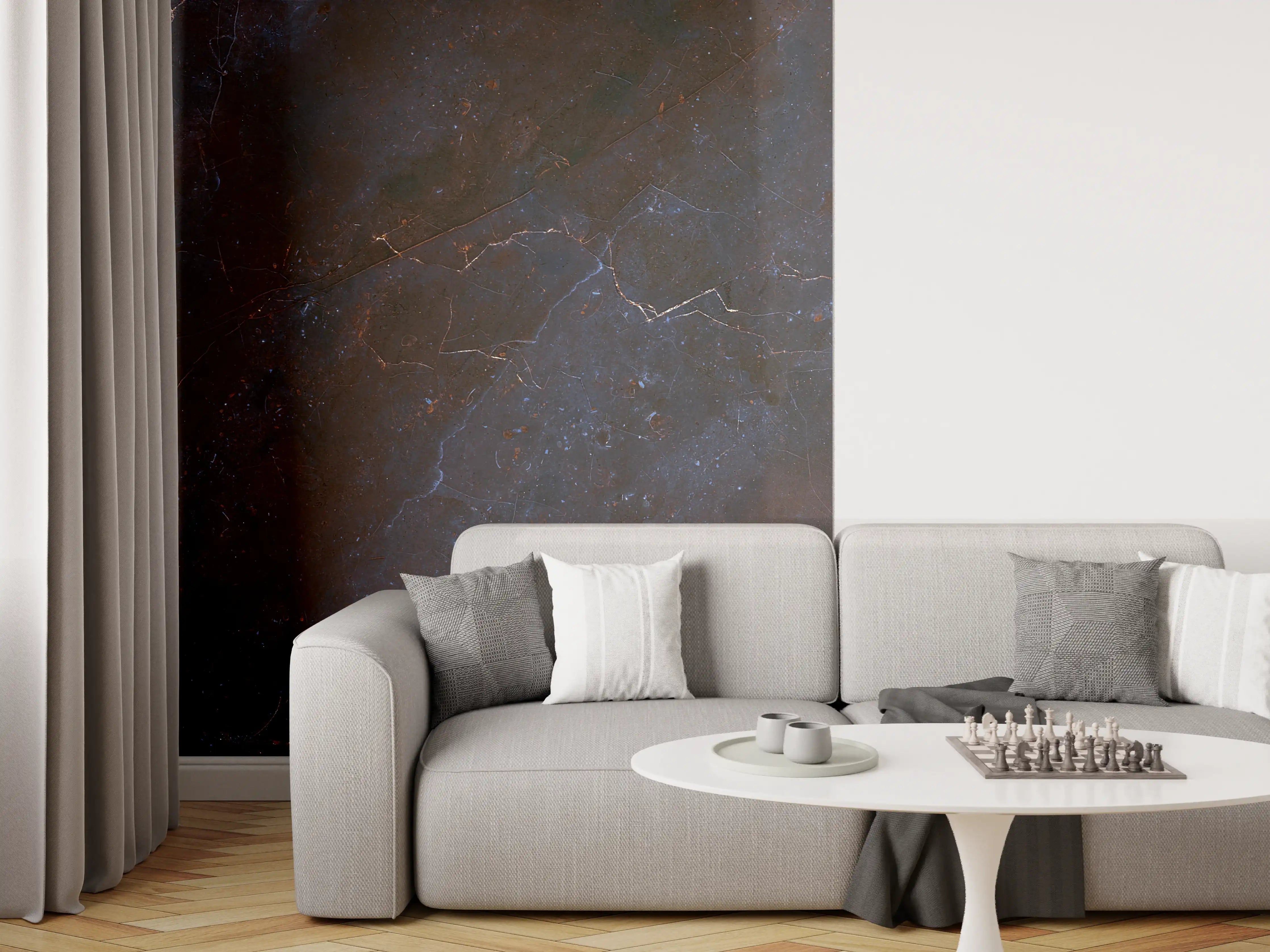Wandverkleidung Wohnzimmer - Dunkelblauer schwarzer Schiefermarmor