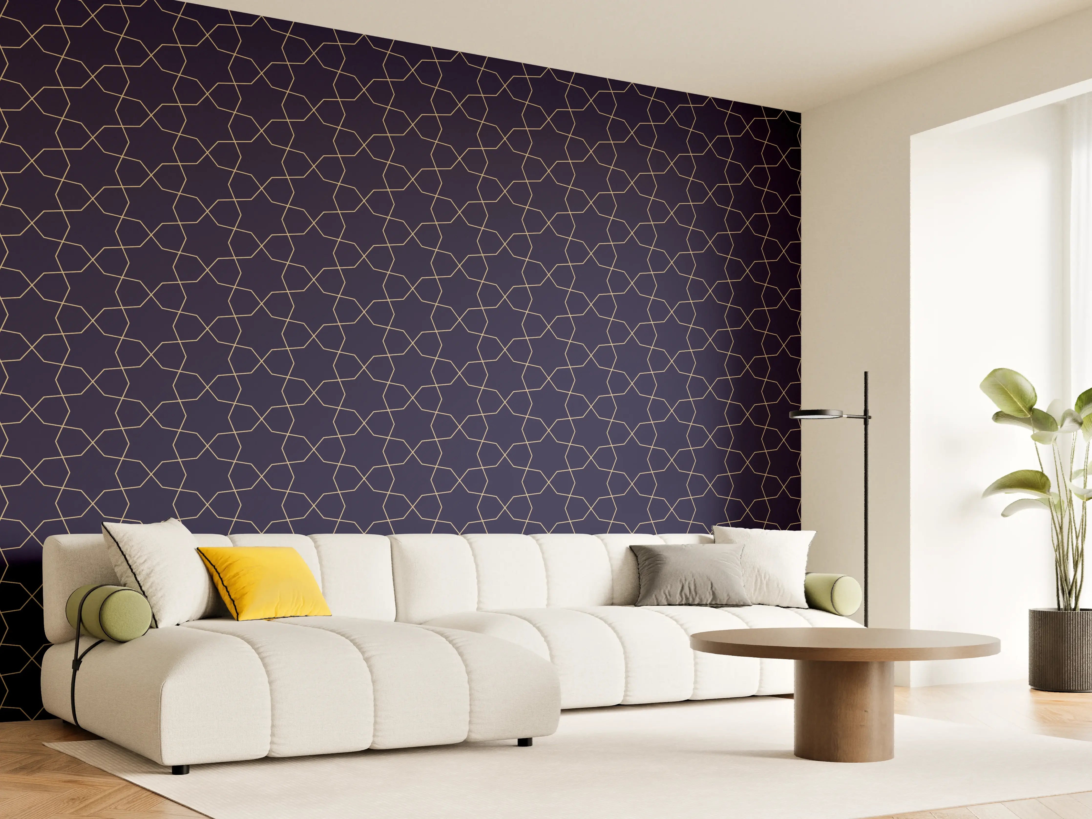 Wandverkleidung Wohnzimmer - Dunkelblaues Geometrisches Muster