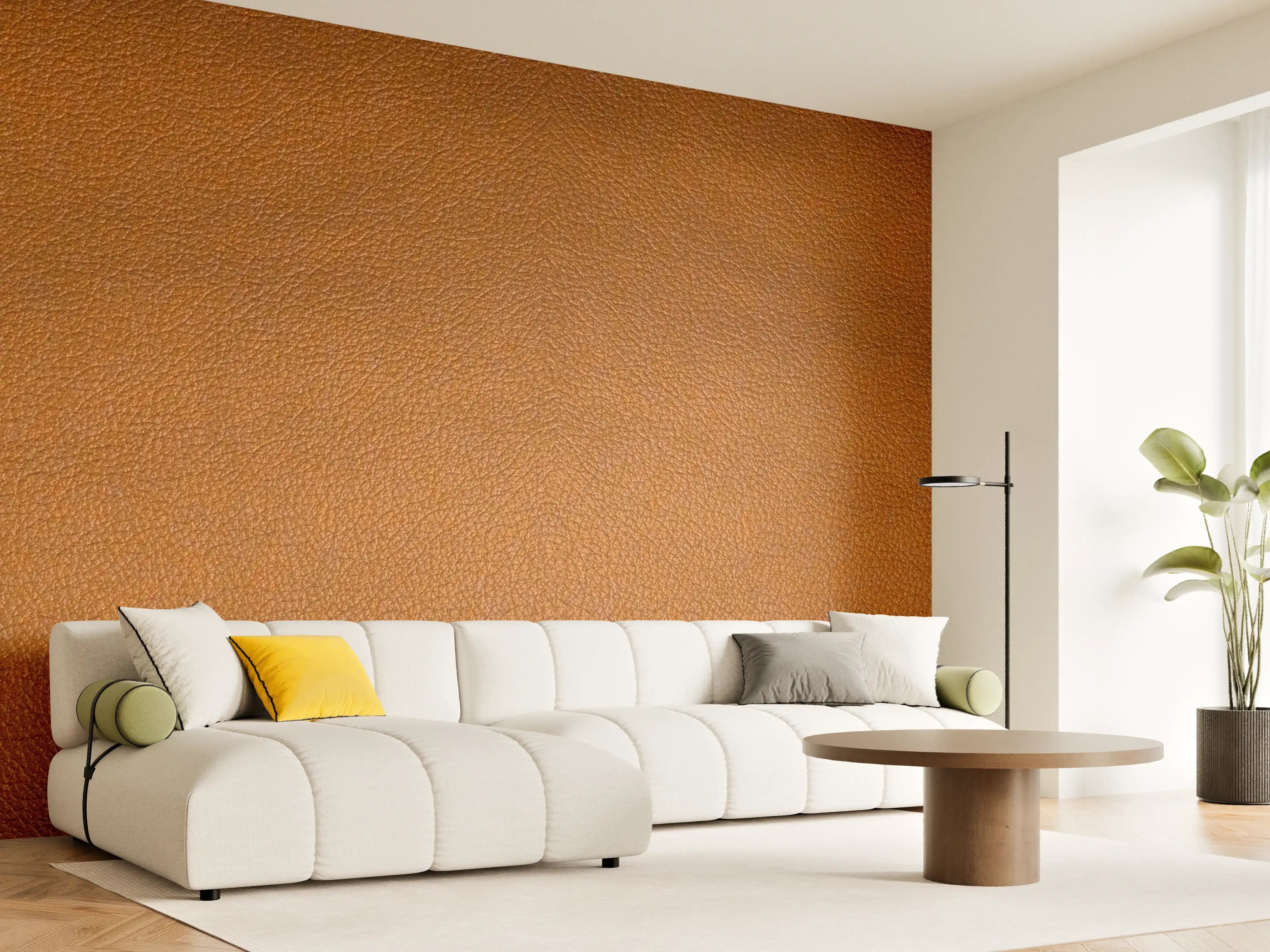Wandverkleidung Wohnzimmer - Dunkelbraune Leder Textur