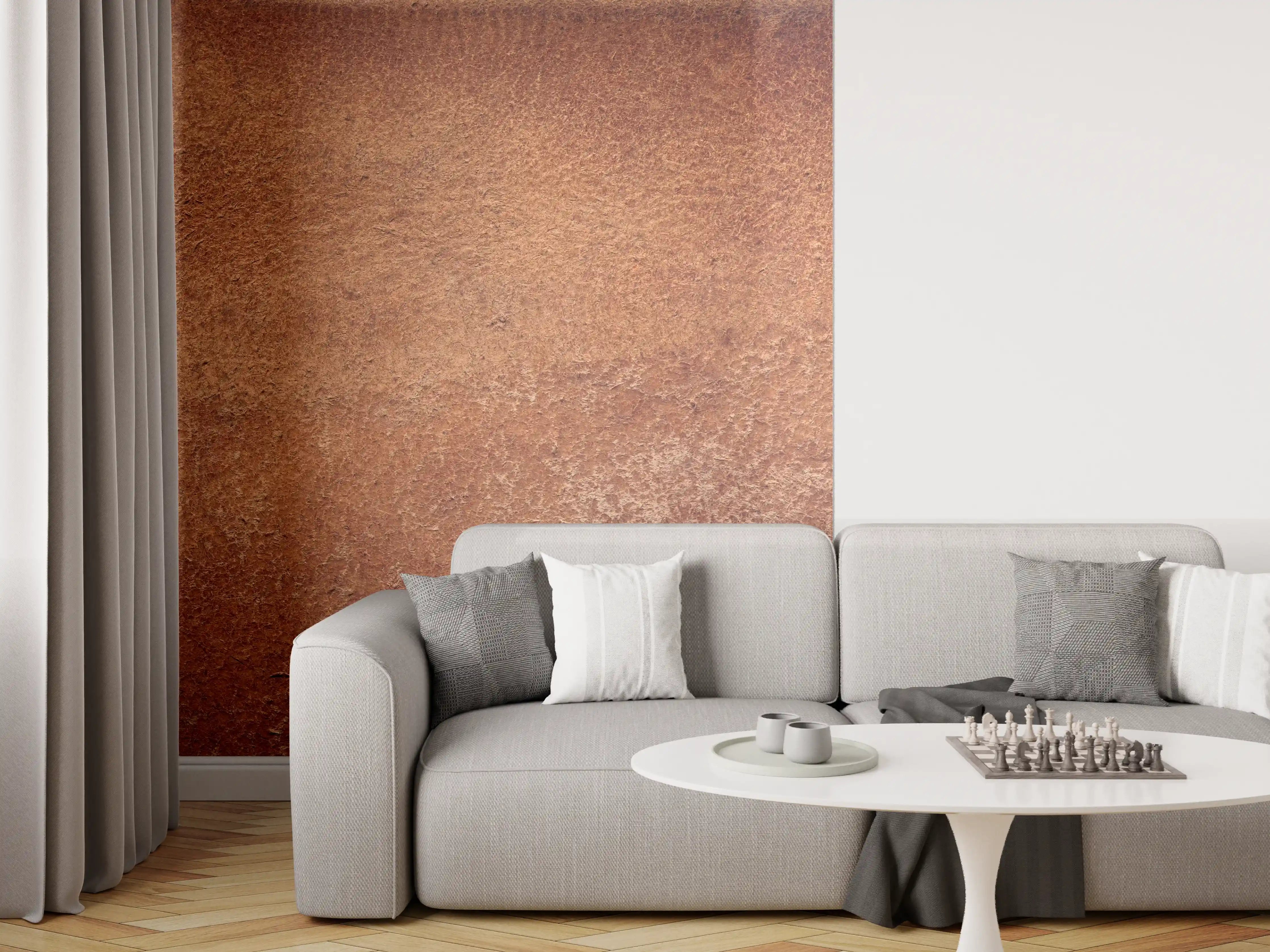 Wandverkleidung Wohnzimmer - Dunkelbraune Ledertextur