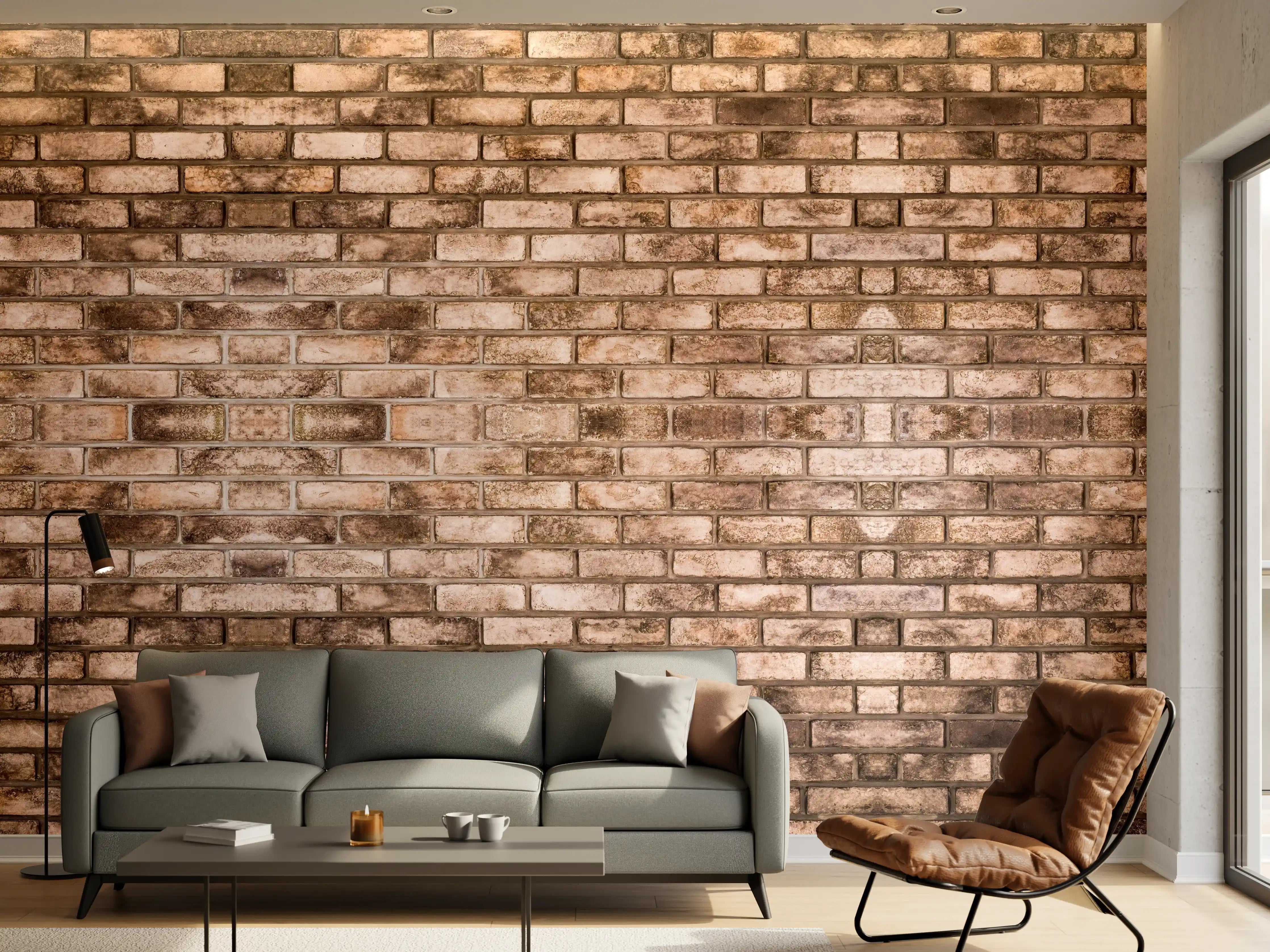 Wandverkleidung Wohnzimmer - Dunkelbraune Steinmauer