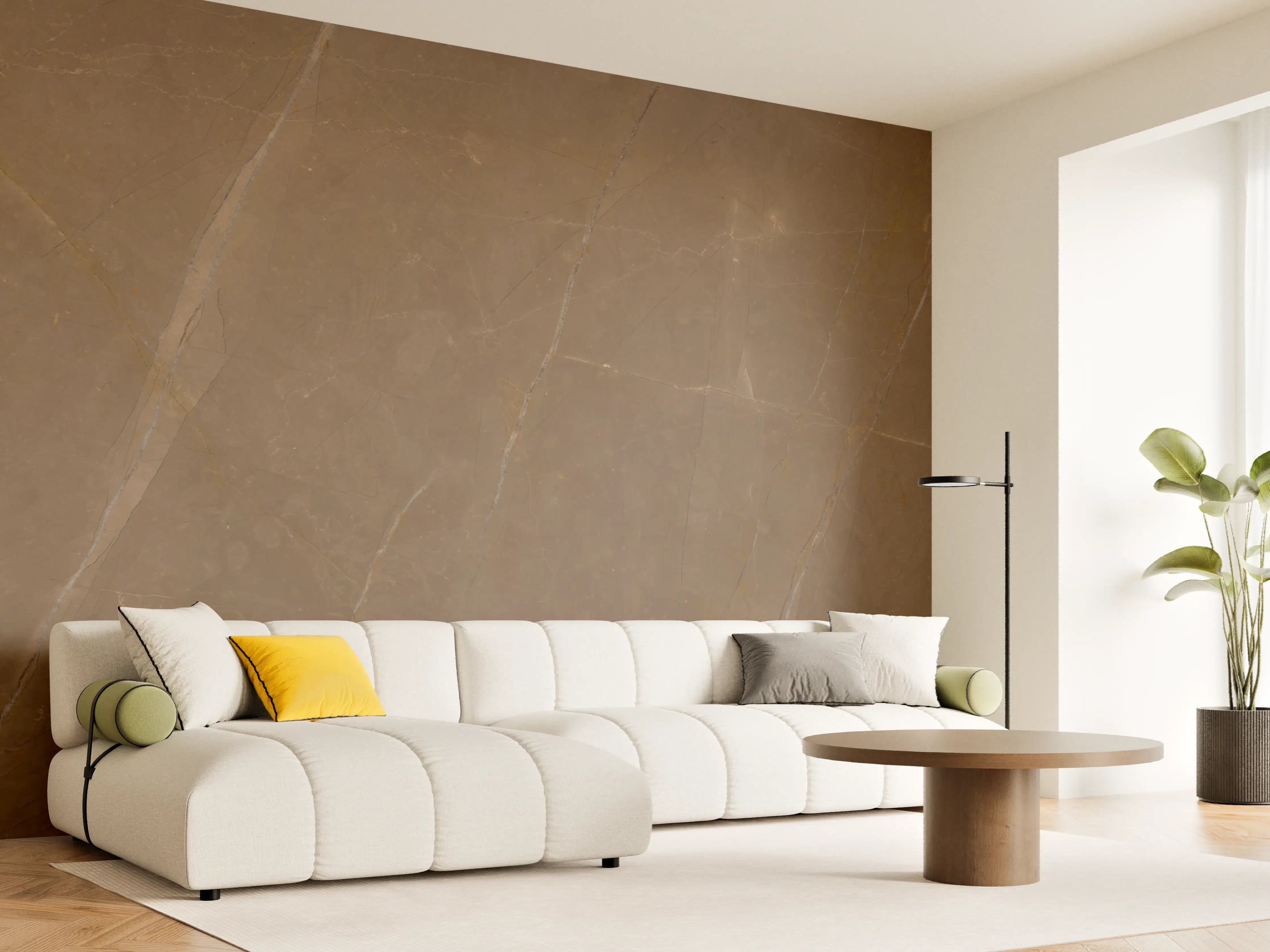 Wandverkleidung Wohnzimmer - Dunkelbrauner Marmor