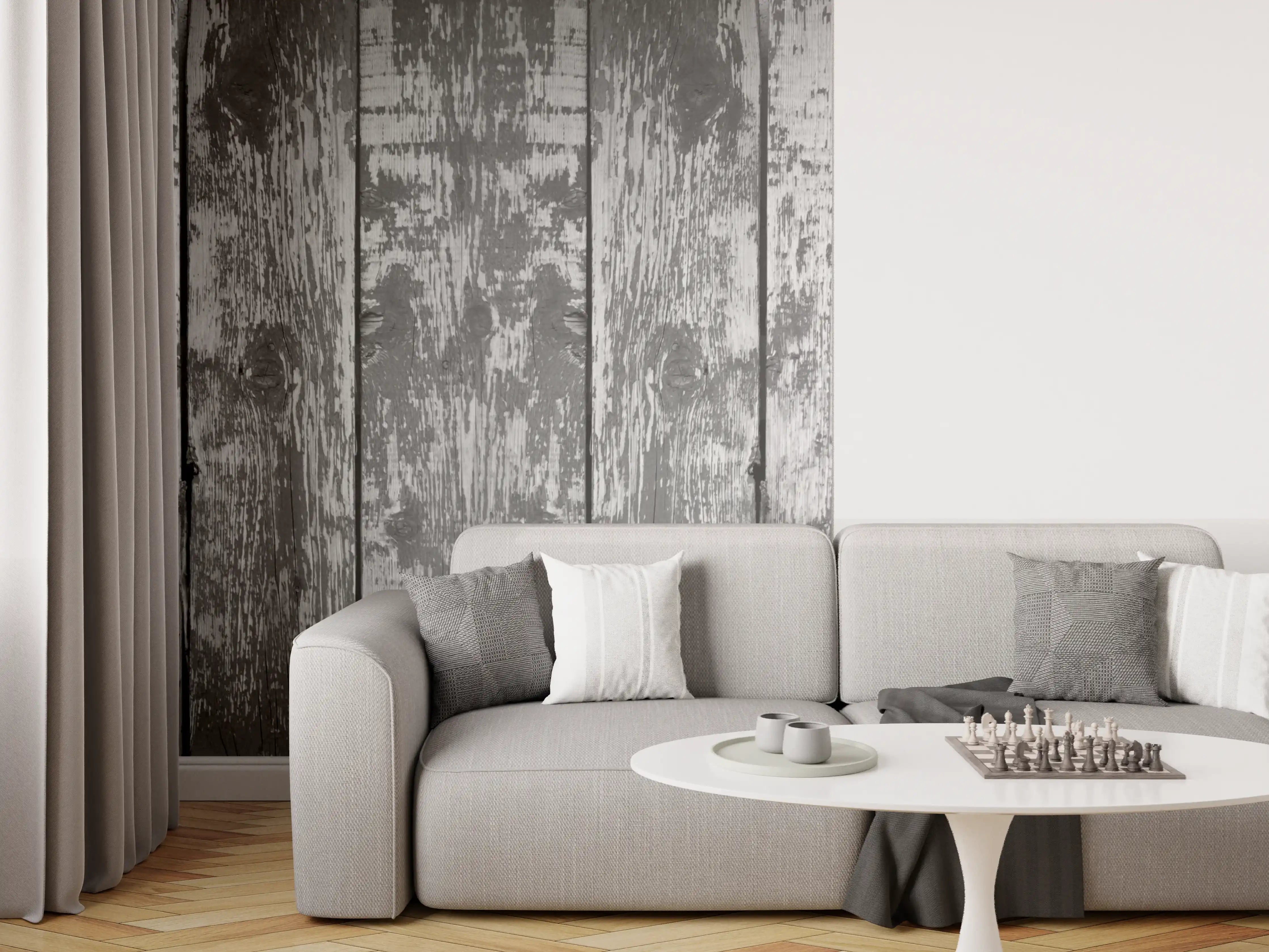 Wandverkleidung Wohnzimmer - Dunkelgrauer Holzhintergrund